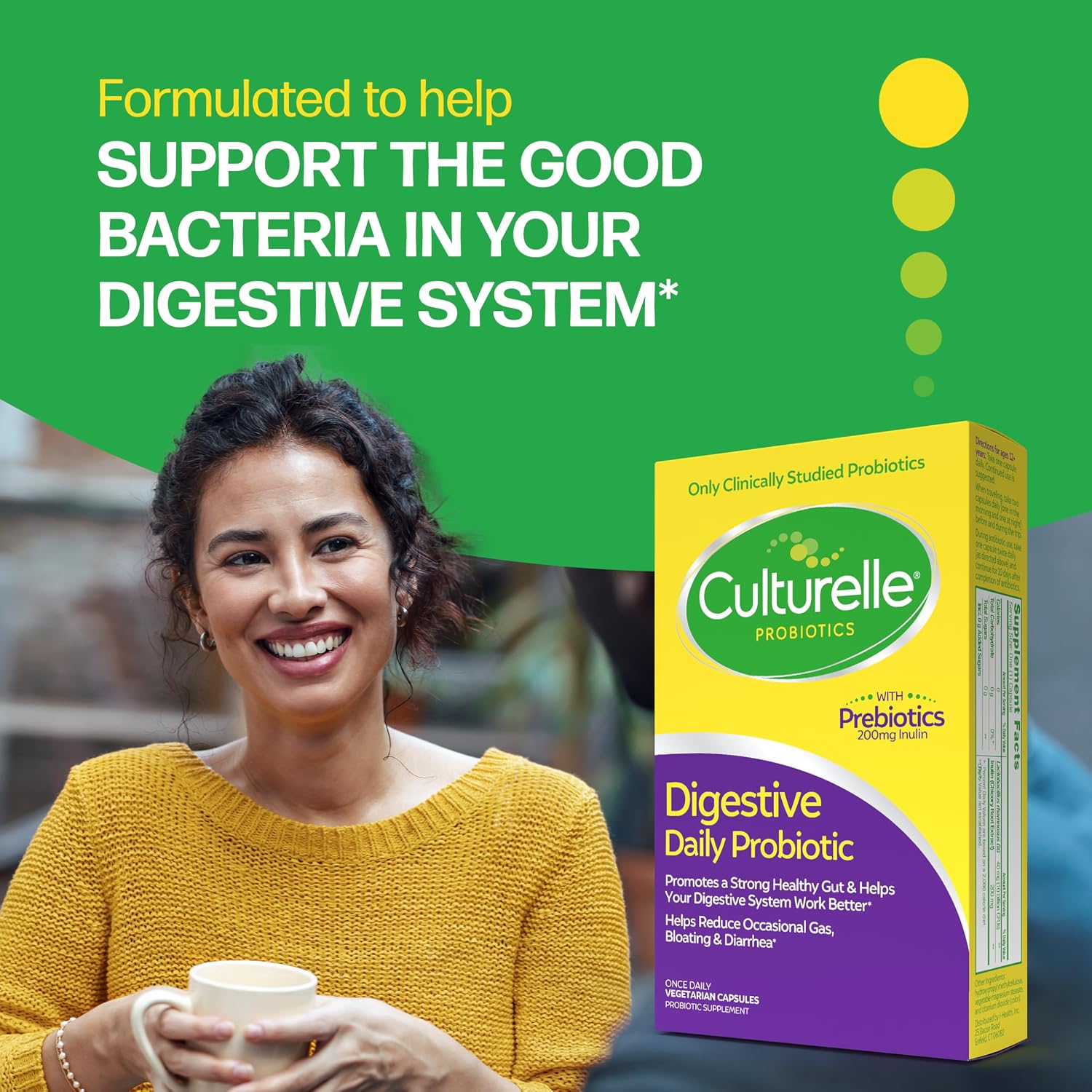 Culturelle Digestive Daily Probiotic for Men & Women, 10B CFUs, 30 Count | Digestive & Gut Health Support, Occasional Gas & Bloating*