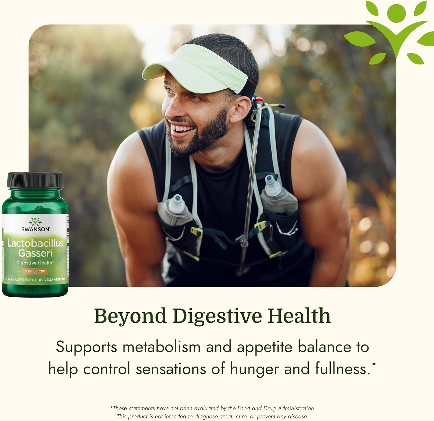 Swanson Lactobacillus Gasseri Probiotic, 3 Billion CFU, 60 Vegan Capsules | For Adults Seeking Digestive and Metabolic Support, a Lactic Acid-Producing Bacterium, Acid-Resistant with No Refrigeration