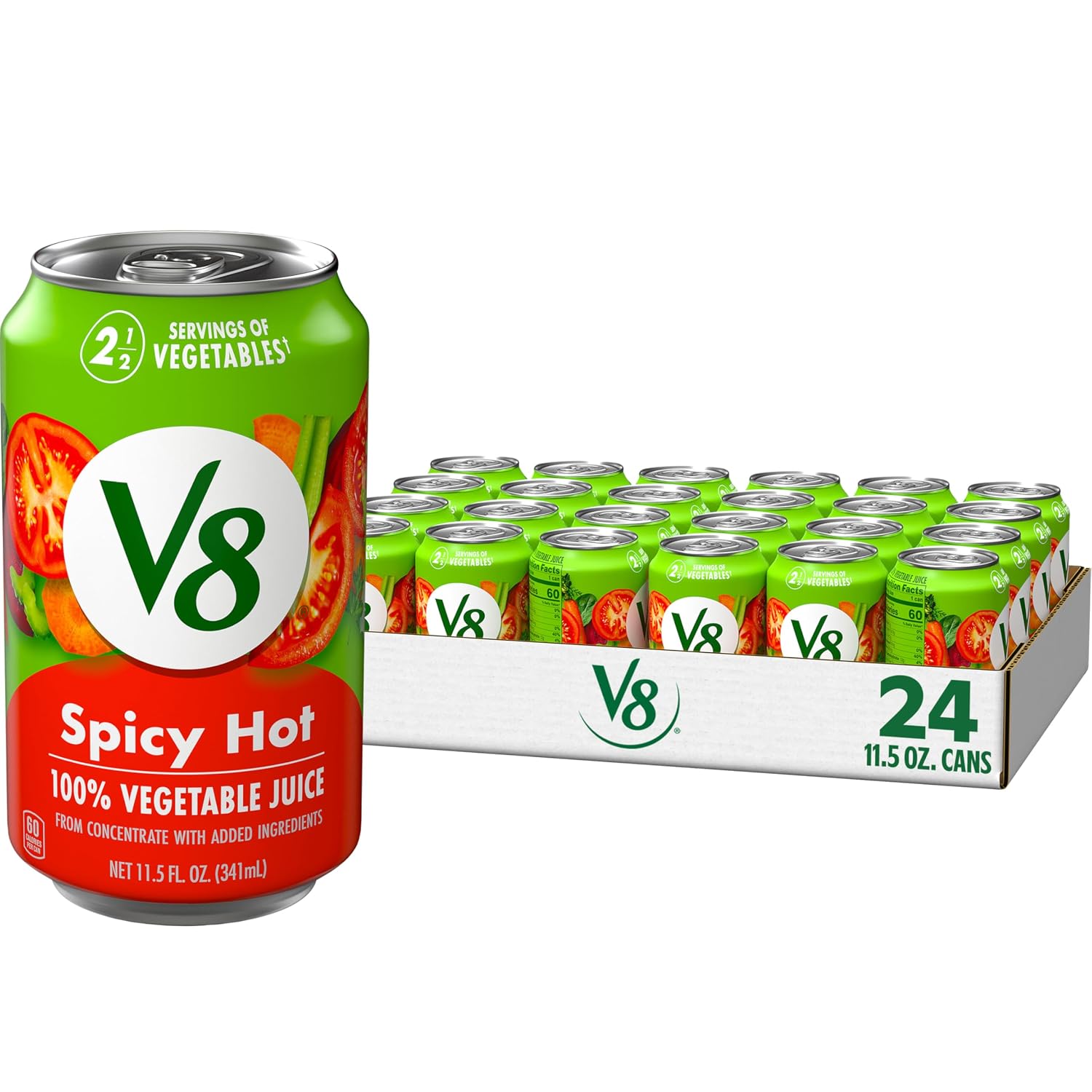 V8 Low Sodium Original 100% Vegetable Juice, 11.5 fl oz Can (24 Pack)