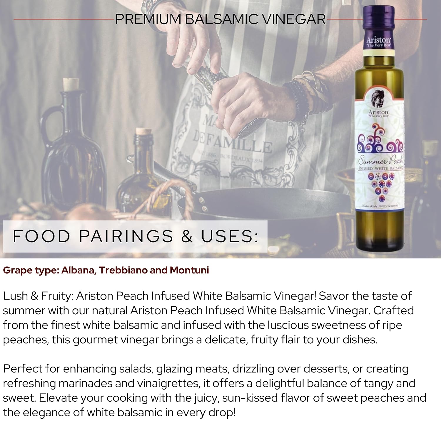 Ariston Aged Balsamic Vinegar of Modena, Traditional Flavored, 16.9 Fl Oz | Organic Gourmet Italian Vinegar, Oak Barrel Aged, Perfect for Salads, Pasta & Finishing Dishes, No Added Sugar, Vegan