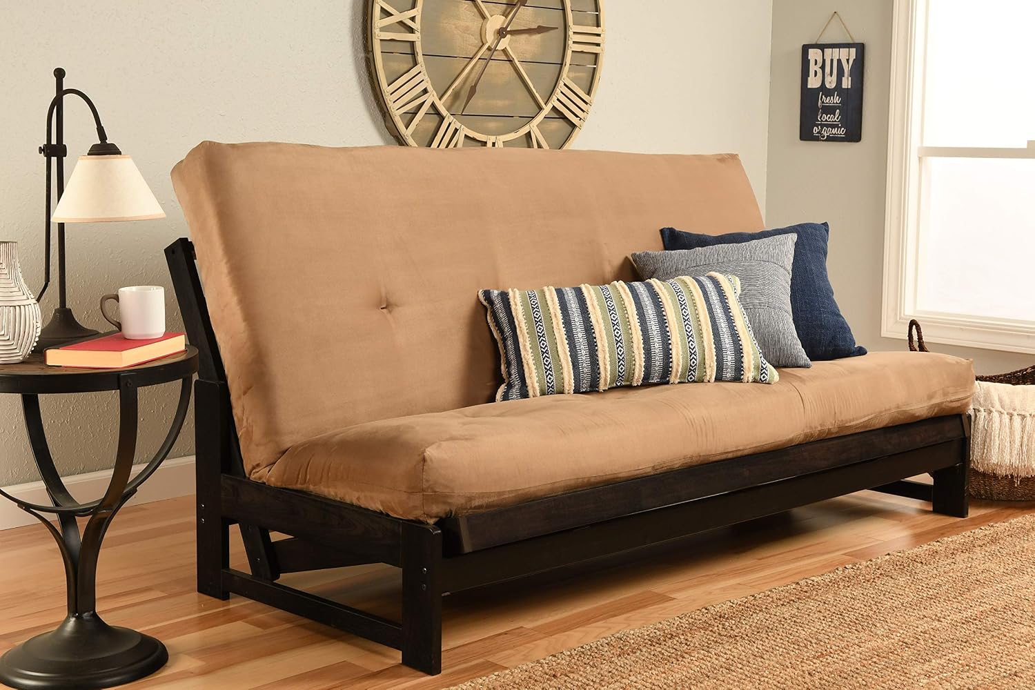 Kodiak Furniture Aspen Futon Set with Reclaim Mocha Finish, Suede Black