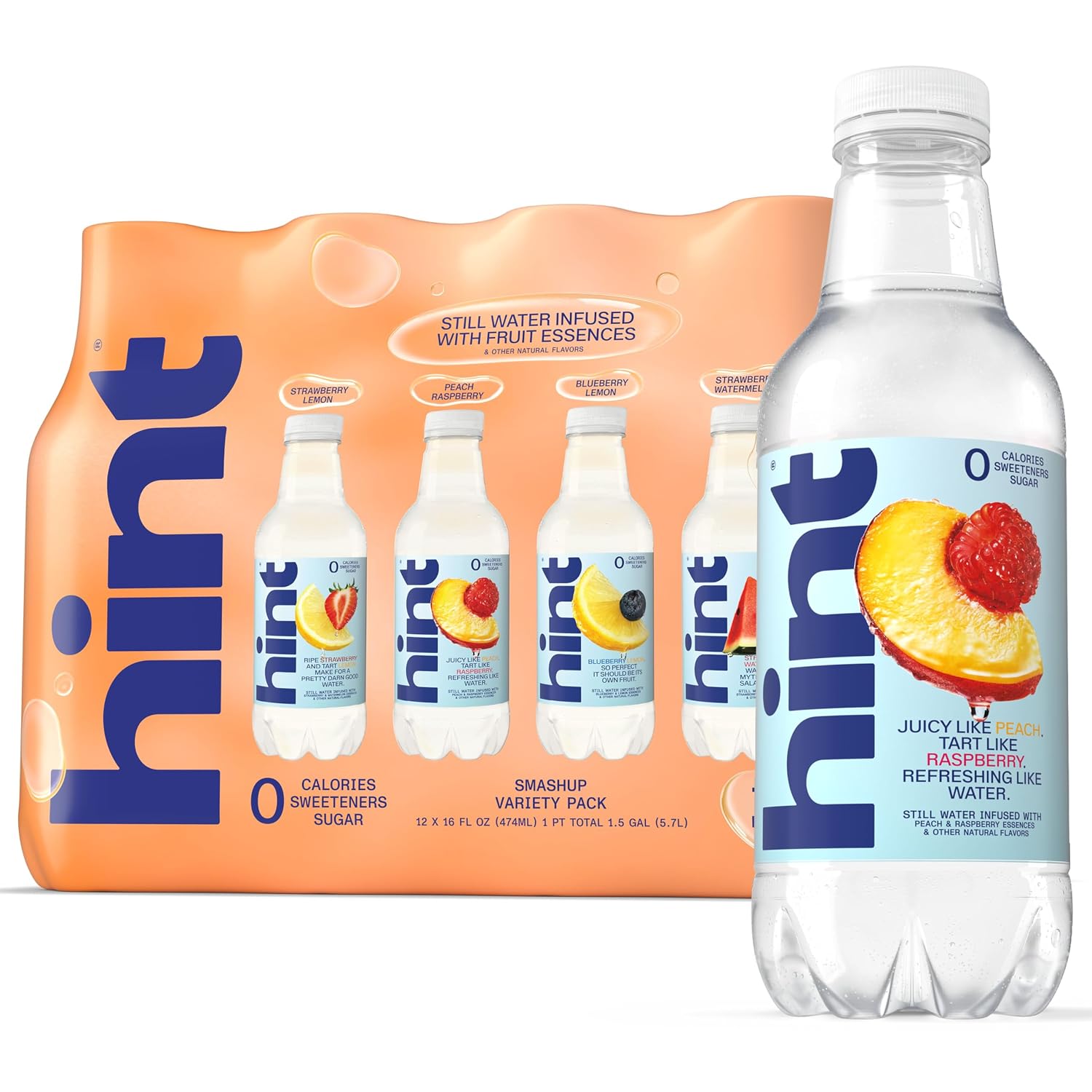 Hint Flavored Water Zero Sugar 0 Calories - Pineapple 16 FL Oz (12 pack) | Crisp, refreshing water, fruit flavors. 0 calories, 0 sugar, 0 sweeteners. Hydration for wellness. Gluten-free, Kosher, Vegan