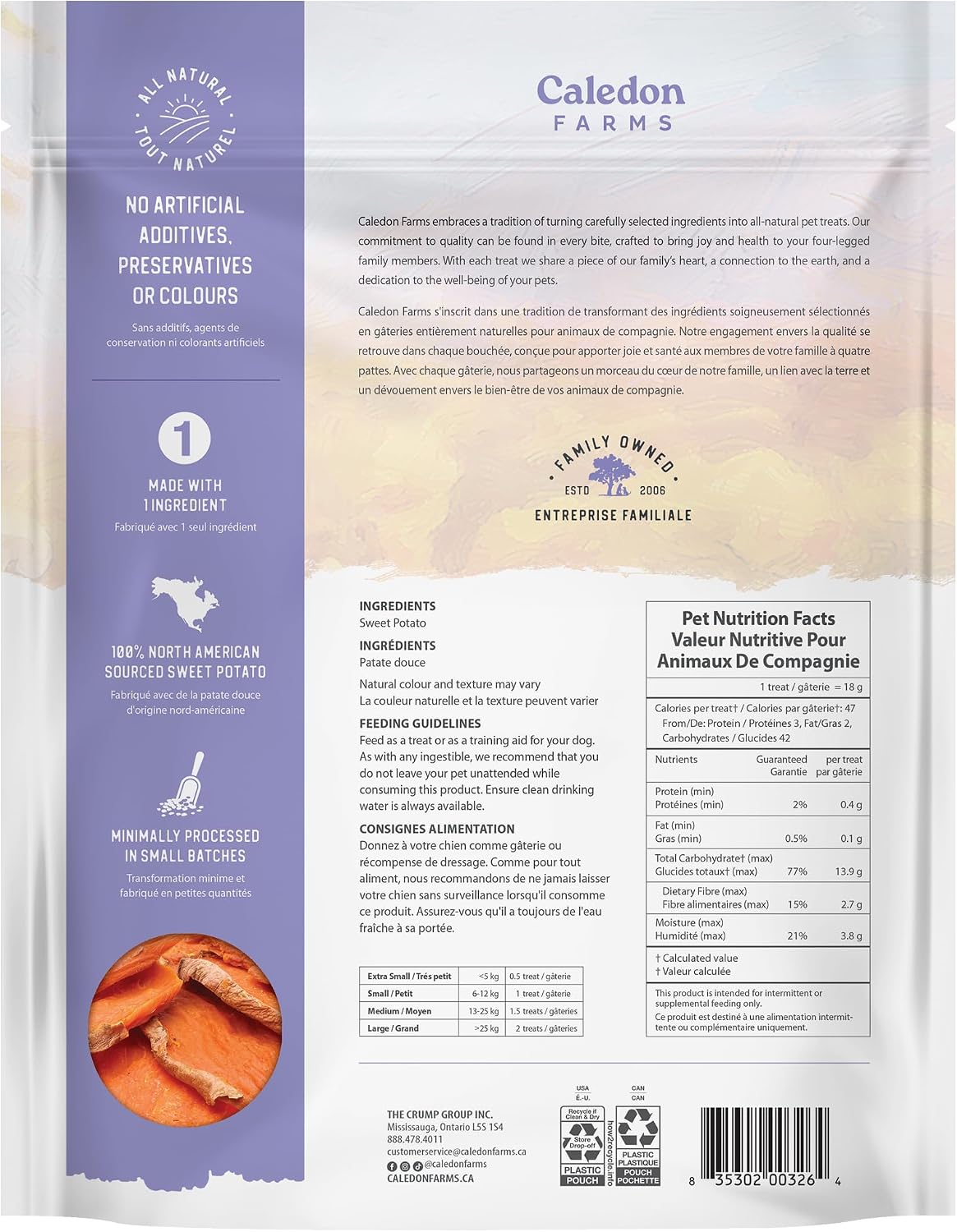 Caledon Farms Sweet Potato Chews for Dogs 9.3 OZ