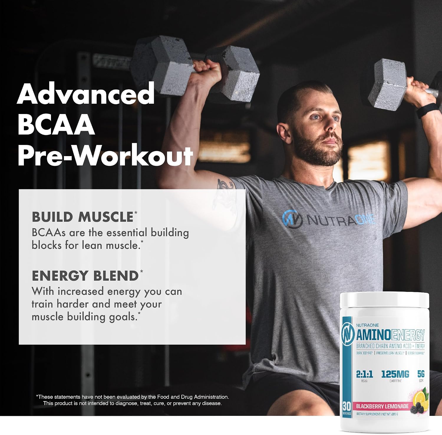 NutraOne Amino Energy BCAA Powder Pre-Workout Supplement with Caffeine Branched Chain Amino Acids to Help Fuel and Recover* (Strawberry Watermelon