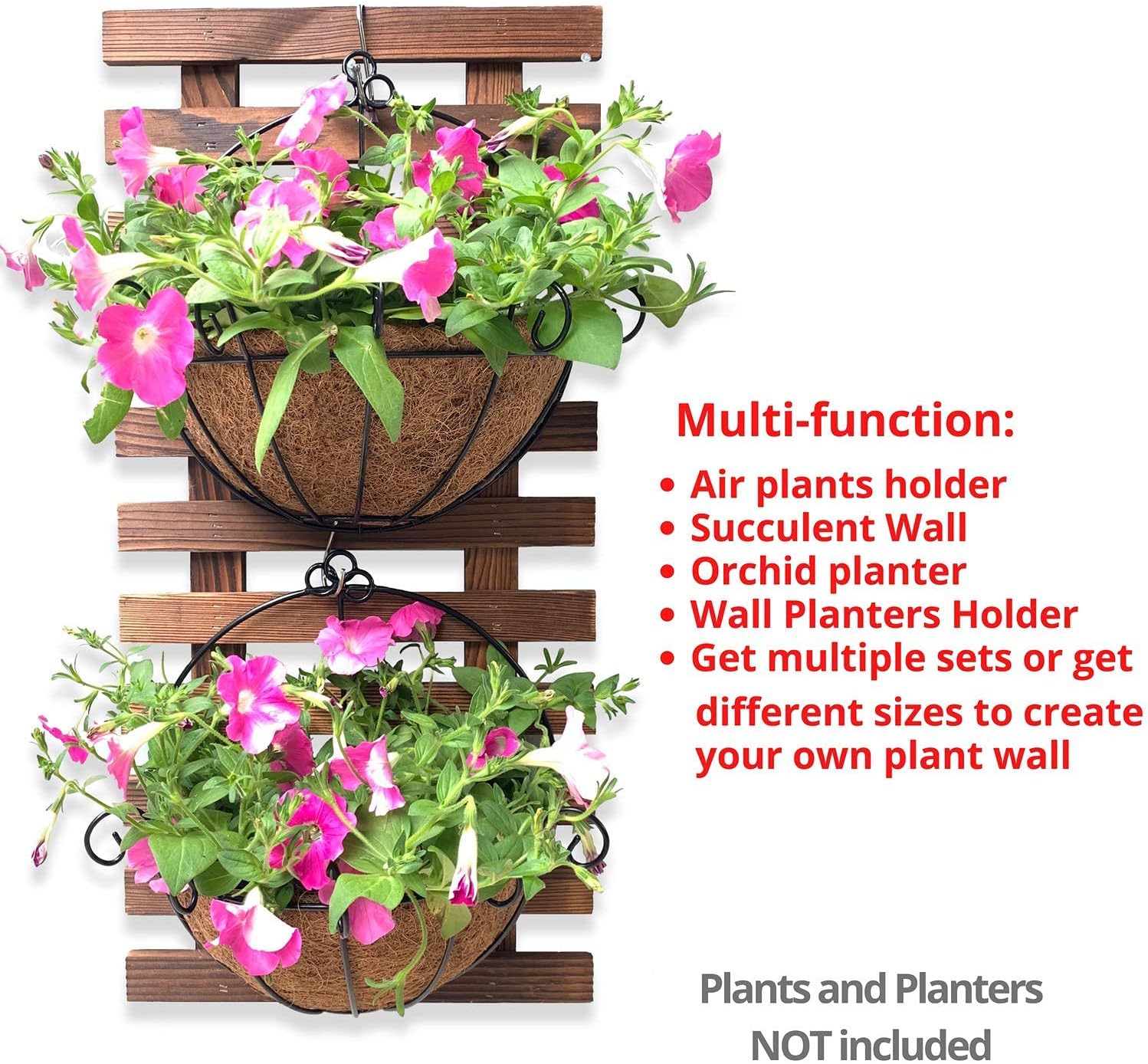 ShopLaLa Wall Planter (60cm, 2 Pack) Hanging Planters for Indoor Plants