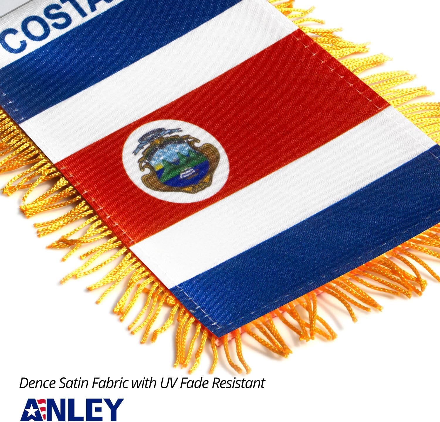 Anley 4 X 6 Inch Nicaragua Fringy Window Hanging Flag - Mini Banner & Car Rearview Mirror Décor - Fringed Nicaraguan Hanging Flag with Suction Cup