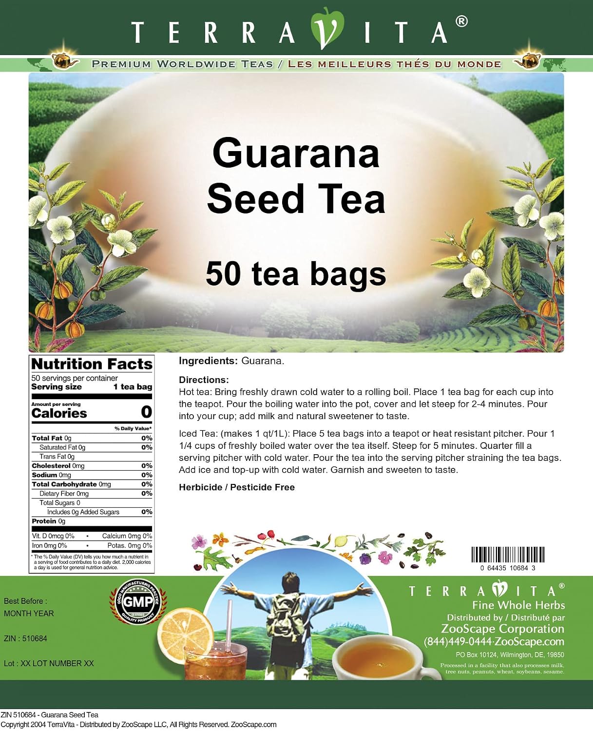 Guarana Seed Tea (50 tea bags, ZIN: 510684)