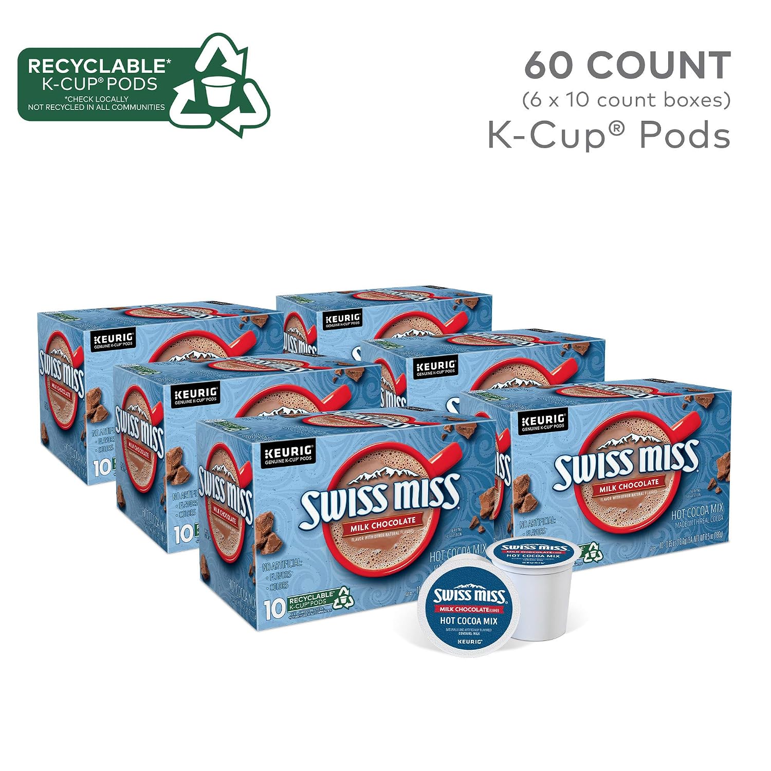 Swiss Miss Milk Chocolate Hot Cocoa Keurig Single-Serve K Cup Pods, 28 Count