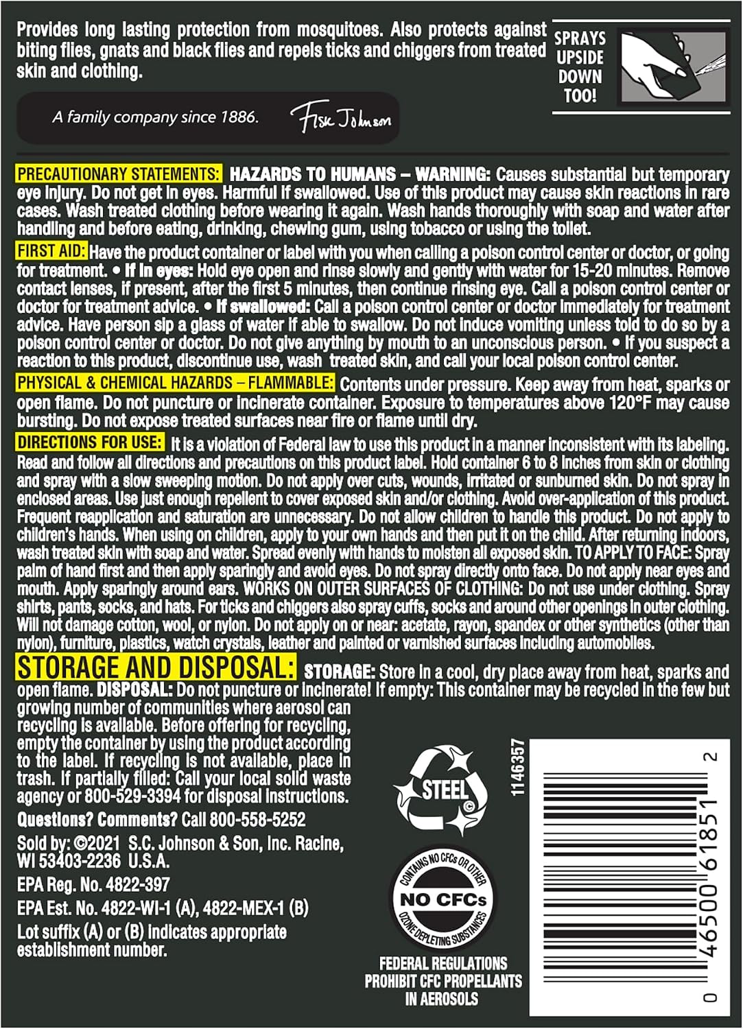 OFF! Deep Woods Sportsmen Insect Repellent Aerosol, Bug Spray Containing 30% DEET, Protects Against Mosquitoes and Ticks, 6 Oz, (Pack of 4)