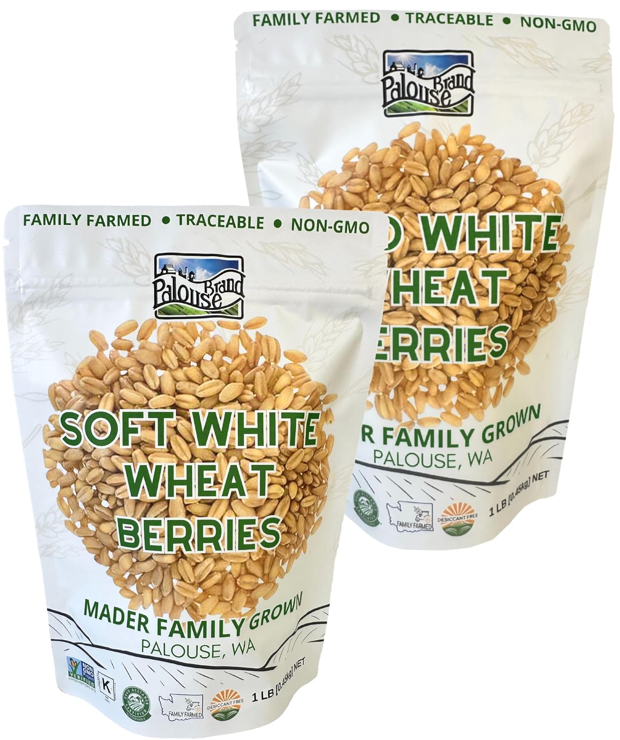 Palouse Brand Certified Glyphosate Residue Free Soft White Wheat Berries | 5 LBS | Family Farmed in Washington State | Non-GMO Project Verified | Kosher | Field Traced