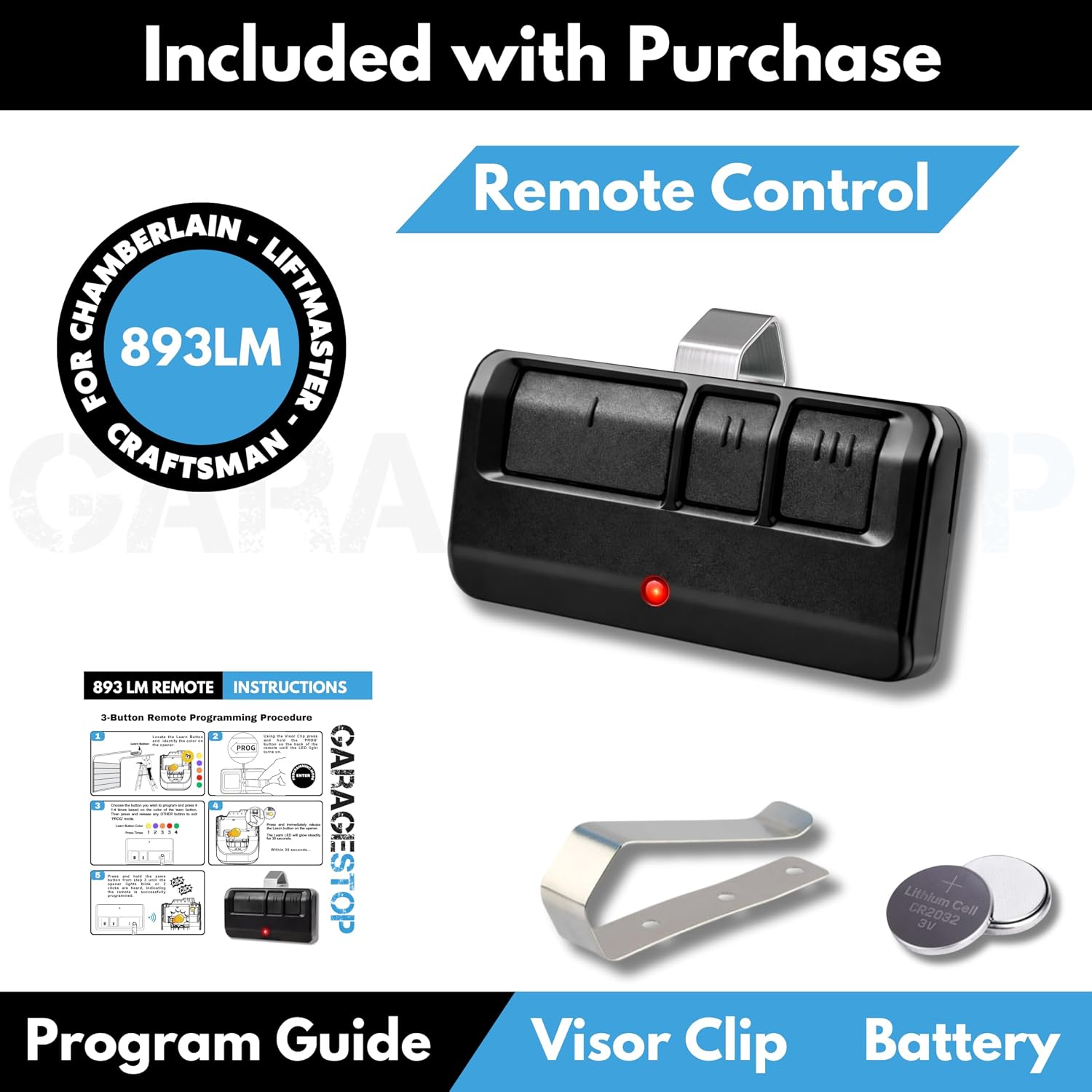 2X for LiftMaster Chamberlain Craftsman Universal Garage Door Opener Remote