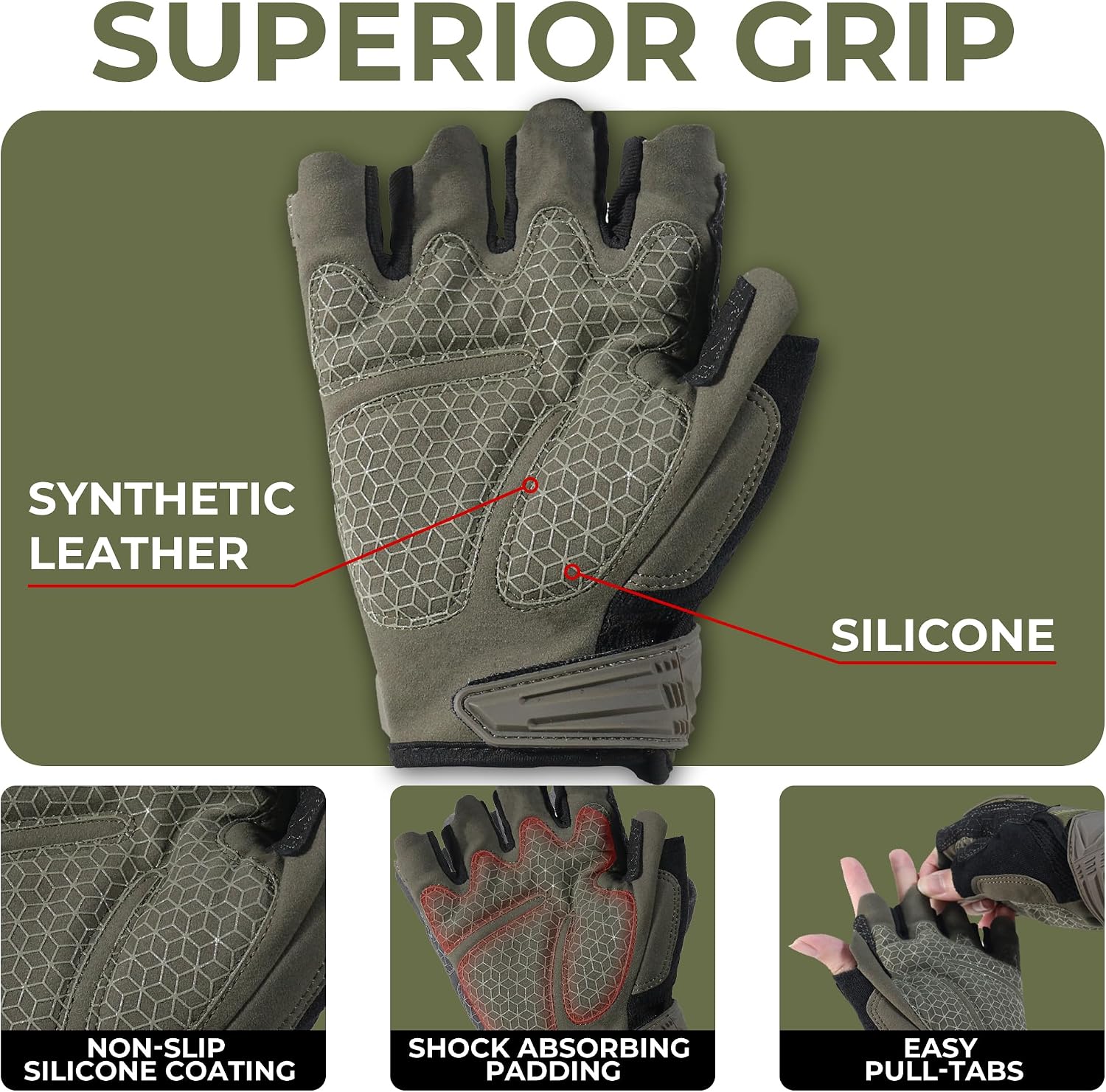HANDLANDY Framer Work Gloves Open-Finger Carpenters Gloves, Fingerless Gaming Gloves for Tactical Shooting, Airsoft, Hunting, Police Work and Hiking L