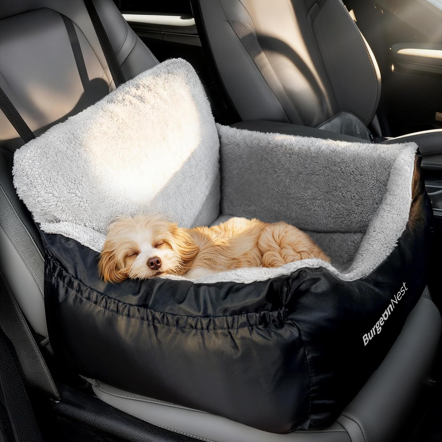 BurgeonNest Dog Car Seat for Small Dogs & Cats Under 25 lbs,Black