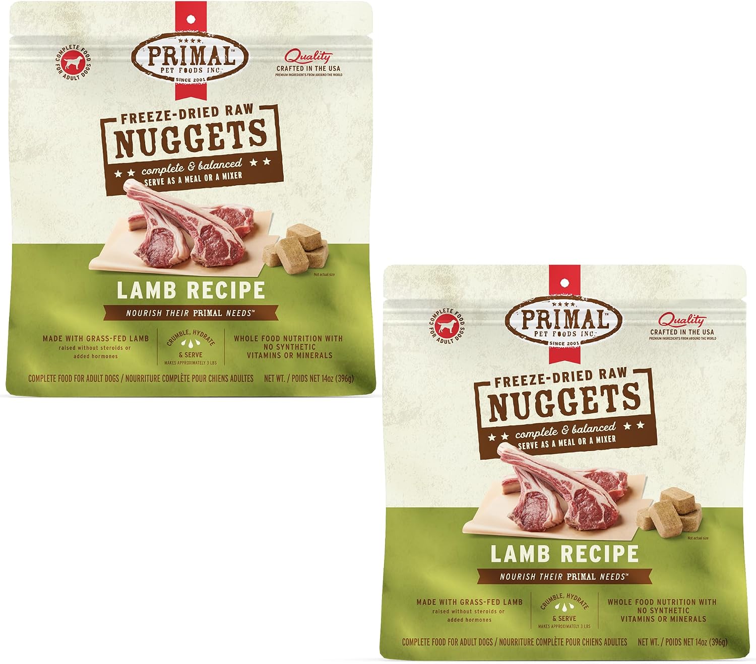 Primal Freeze Dried Raw Dog Food Nuggets, Beef, 14 oz | Complete & Balanced Nutrition, Meal, Topper or Treat, Grain-Free, High Protein, No Synthetic Vitamins & Minerals