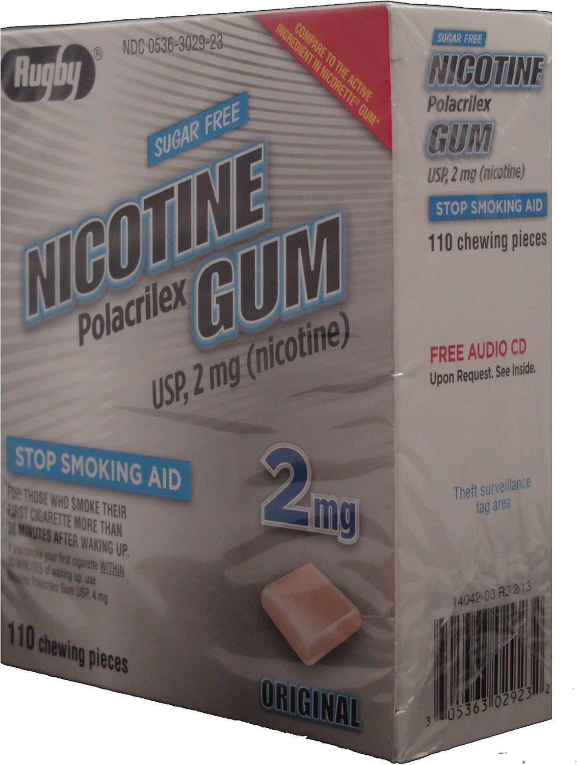 Nicotine Gum 2mg Sugar Free Original Generic for Nicorette 110 Pieces per Box Pack of 3 Total 330 Pieces