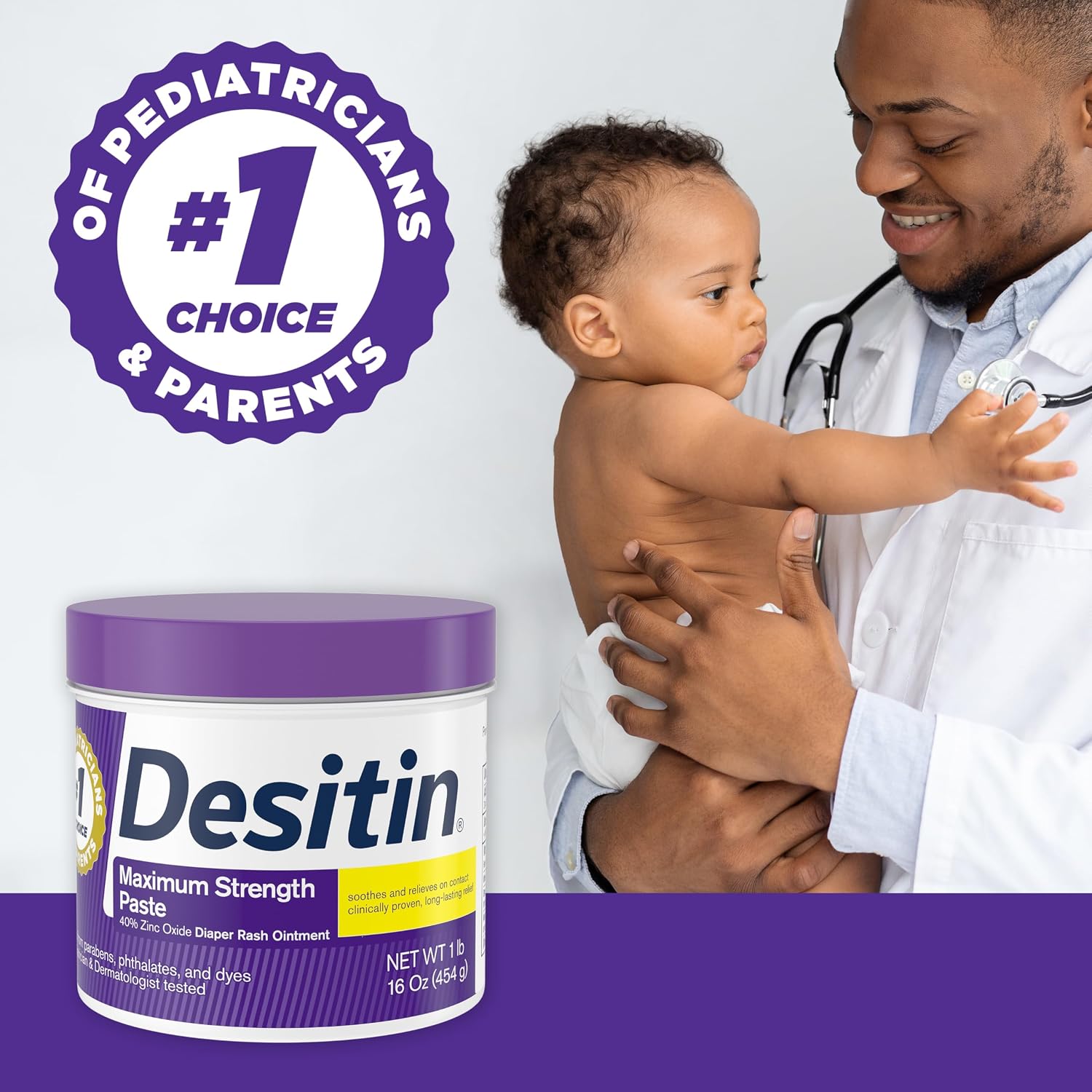 Desitin Maximum Strength Diaper Rash Paste, 40% Zinc Oxide, 4.8 oz | Helps Treat, Relieve & Prevent Diaper Rash, 40% Zinc Oxide, Immediate Relief, Protects up to 12 Hours, Hypoallergenic