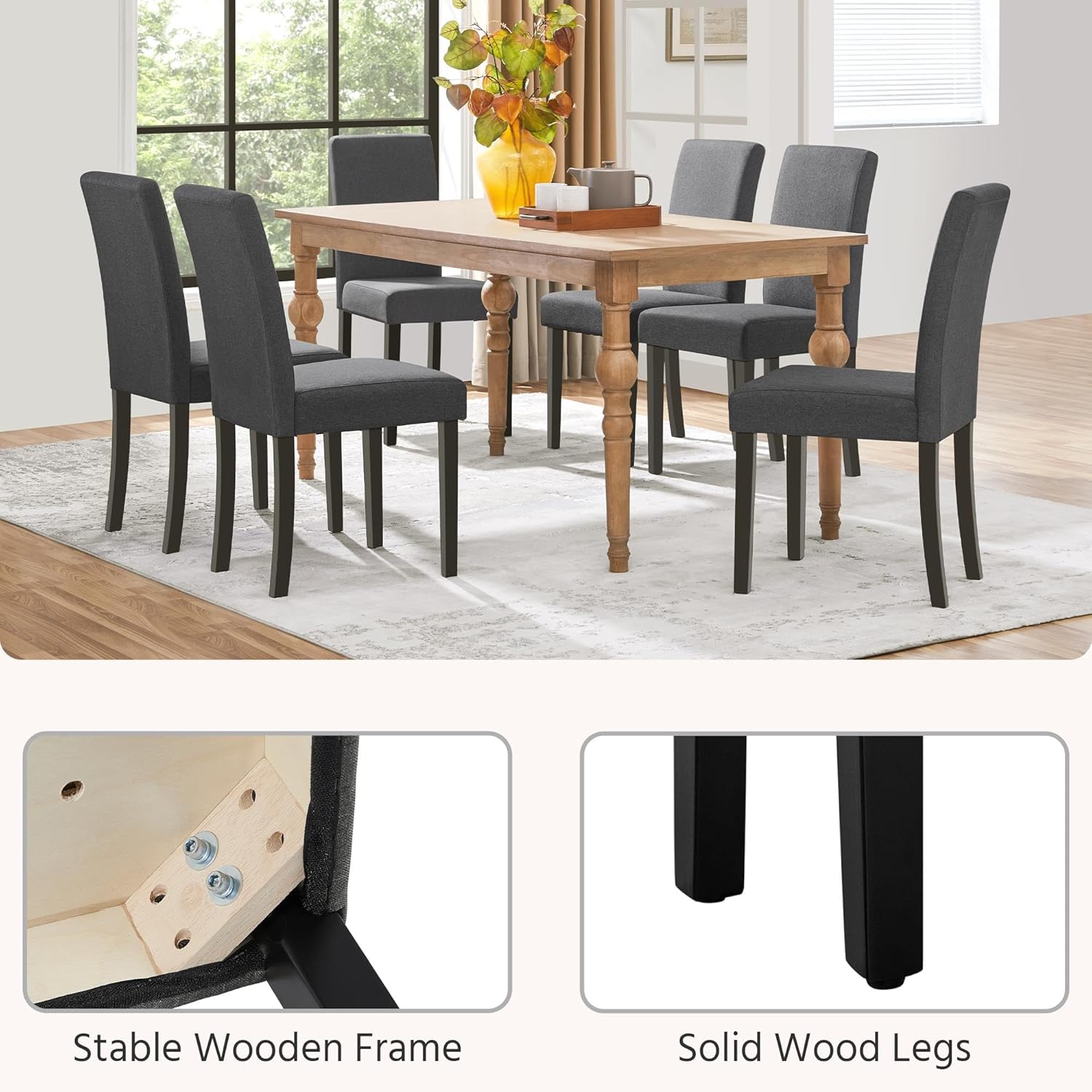 Yaheetech Dining Chairs Set of 4 Upholstered Kitchen Chairs Black