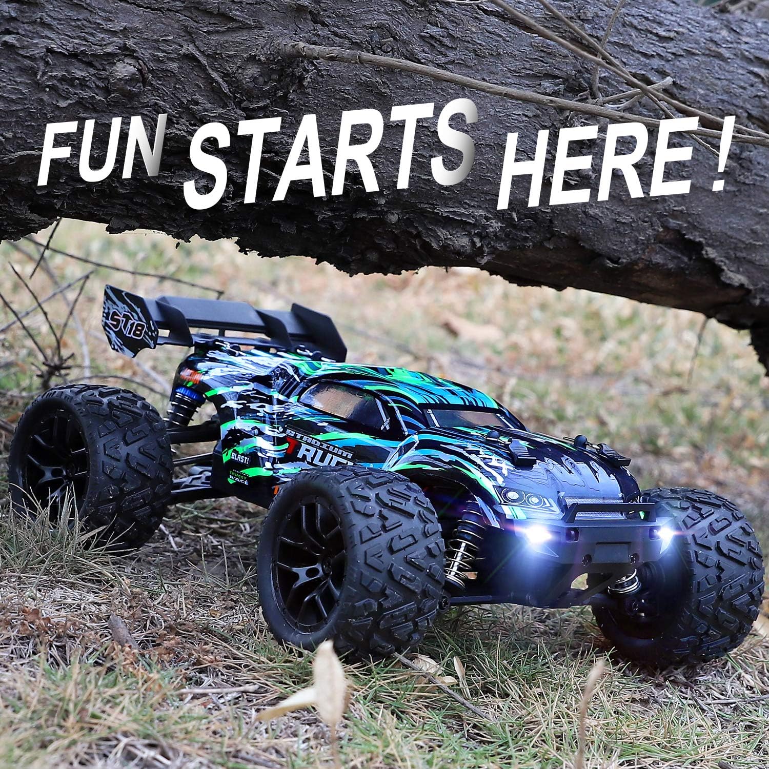 HAIBOXING RC Cars Hailstorm, 36+KM/H High Speed 4WD 1:18 Scale Waterproof Truggy Remote Control Off Road Monster Truck with Two Rechargeable Batteries