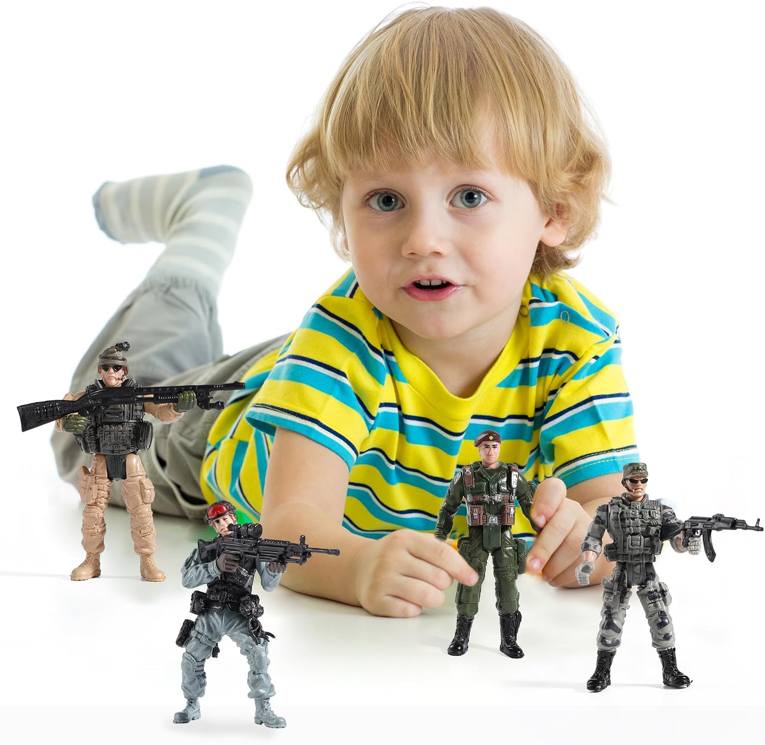 Mr.River US Army Men and SWAT Team Toy Soldiers Action Figures with Military Weapons Accessories for Kids Boys Girls,12Pcs