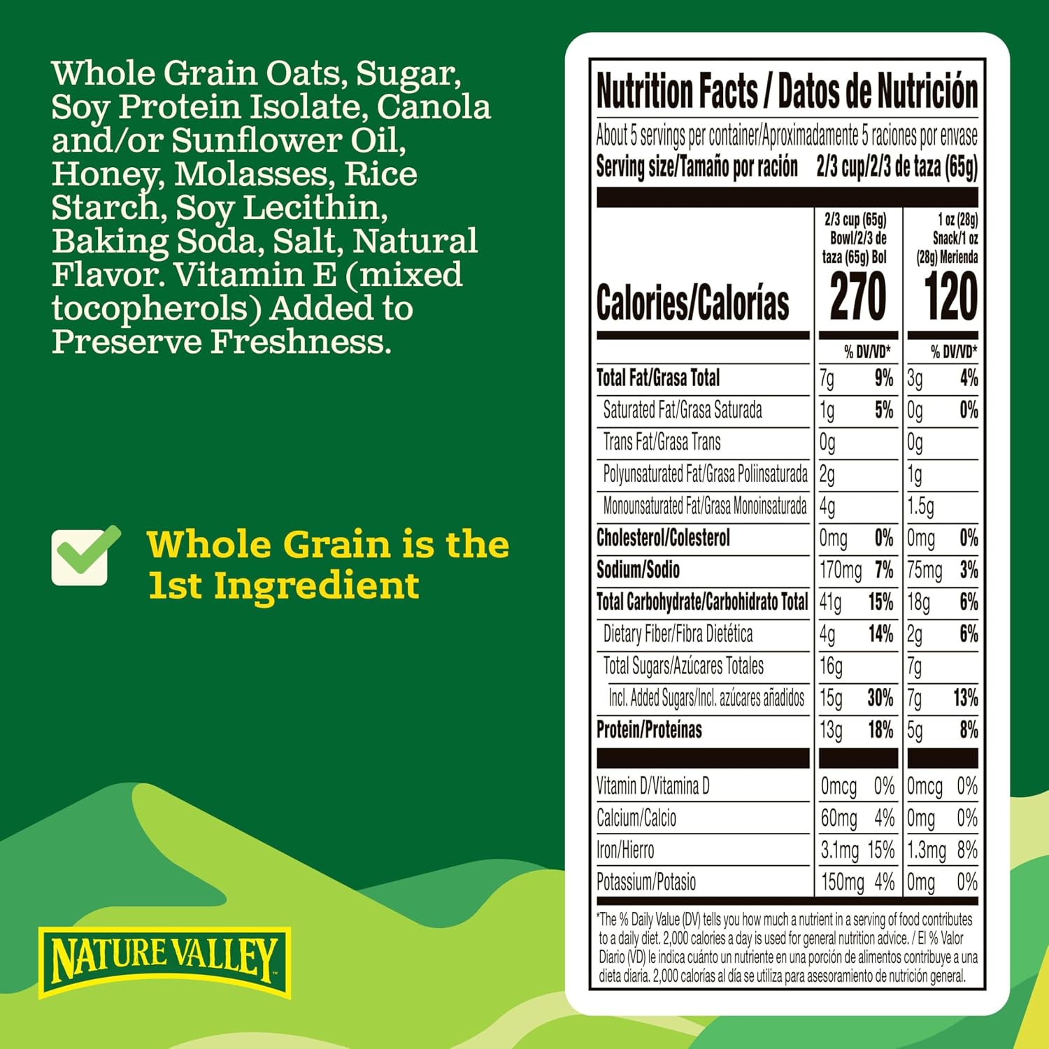 Nature Valley Oats & Honey Protein Granola, Resealable Pouch, 11 oz | 13g Protein & 33g Whole Grain per Serving, Good Source of Fiber, No Artificial Flavors or Colors