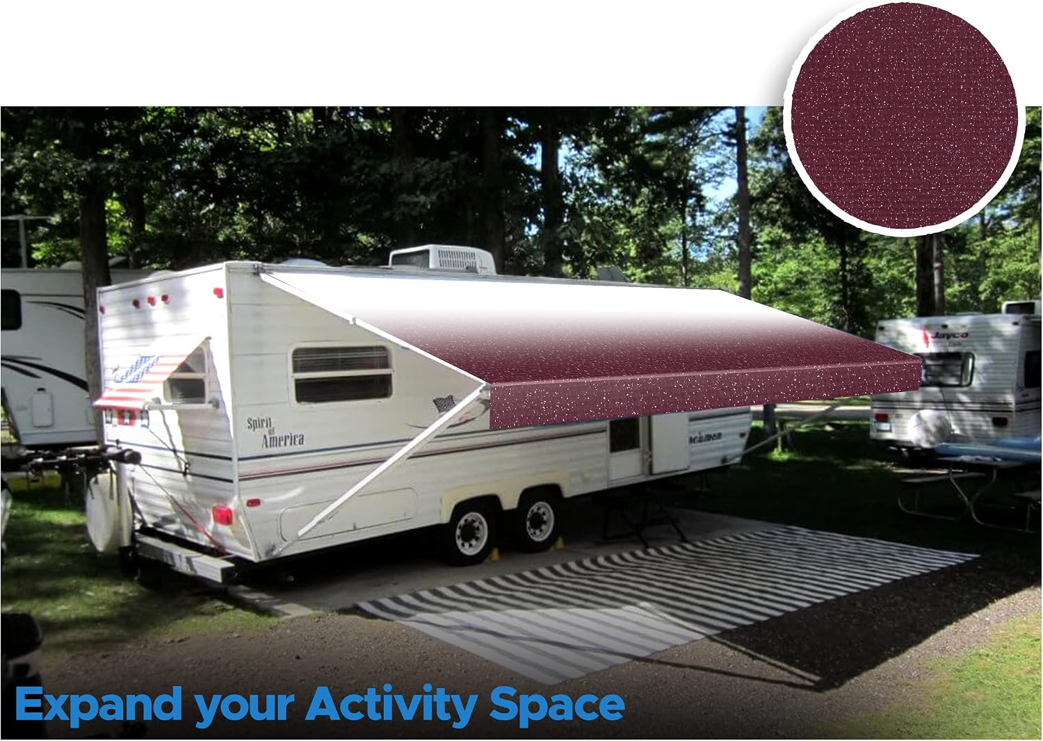 SunWave Premium Vinyl RV Canopy | Awning Fabric Replacement (20', Grey Fade)