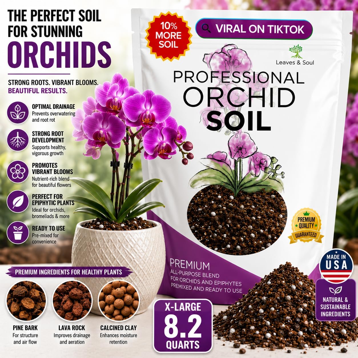 Professional Bonsai Soil Mix Ready to Use | Large 2.2 Quarts, Premium Potting Soil for Bonsai Trees