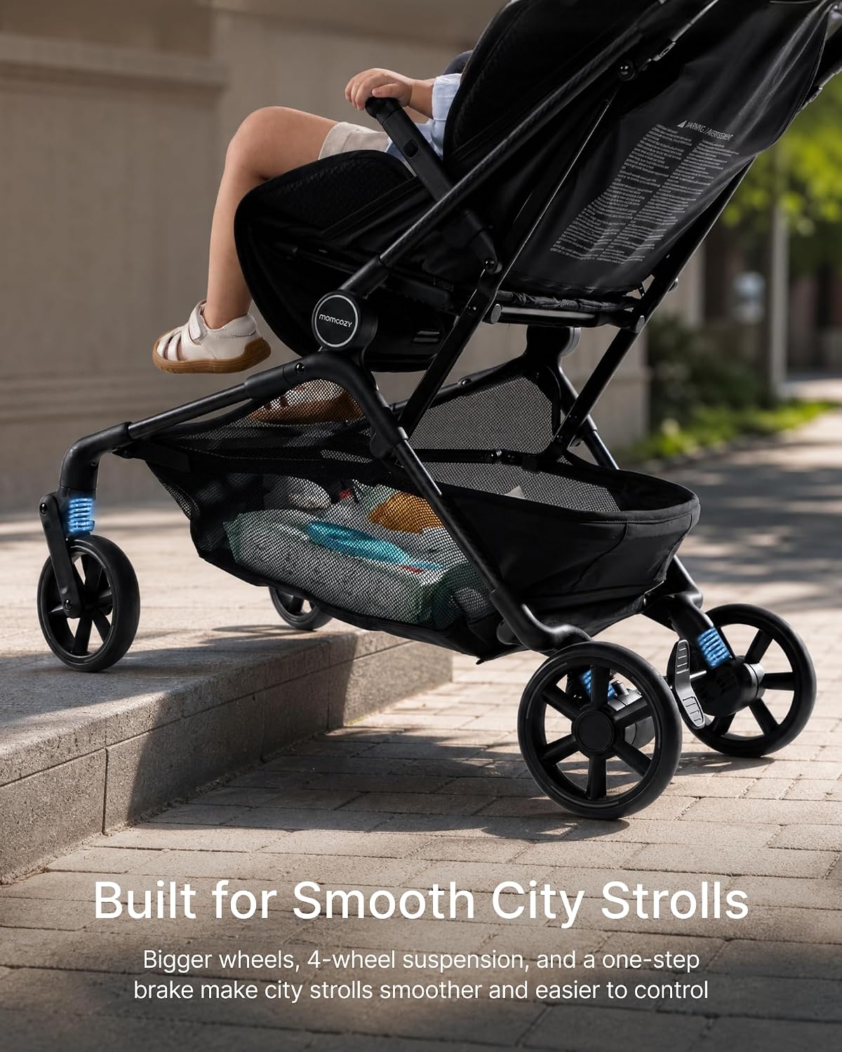 Momcozy TuckGo Ultra-Compact Travel Stroller for Toddlers, Carry-On Ready | Reclining Seat with UPF 50+ Canopy, Adjustable Leg Rest, 33 L Storage and Travel Bag Included