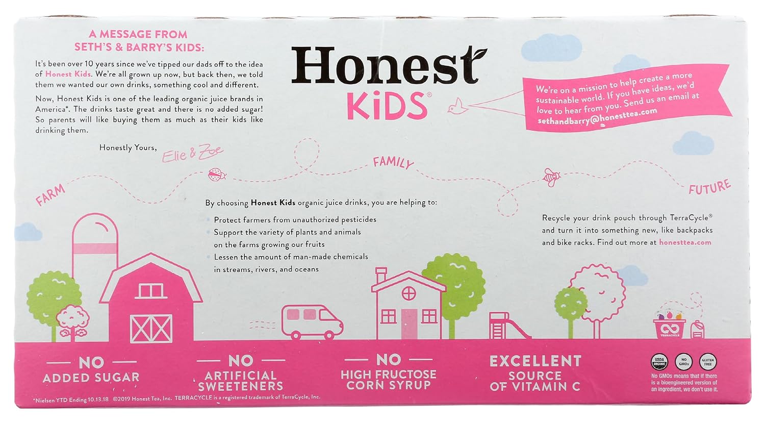 Honest Kids Appley Ever After, Organic Juice Drink, 6 Fl oz Juice Boxes, Pack Of 40, Apple