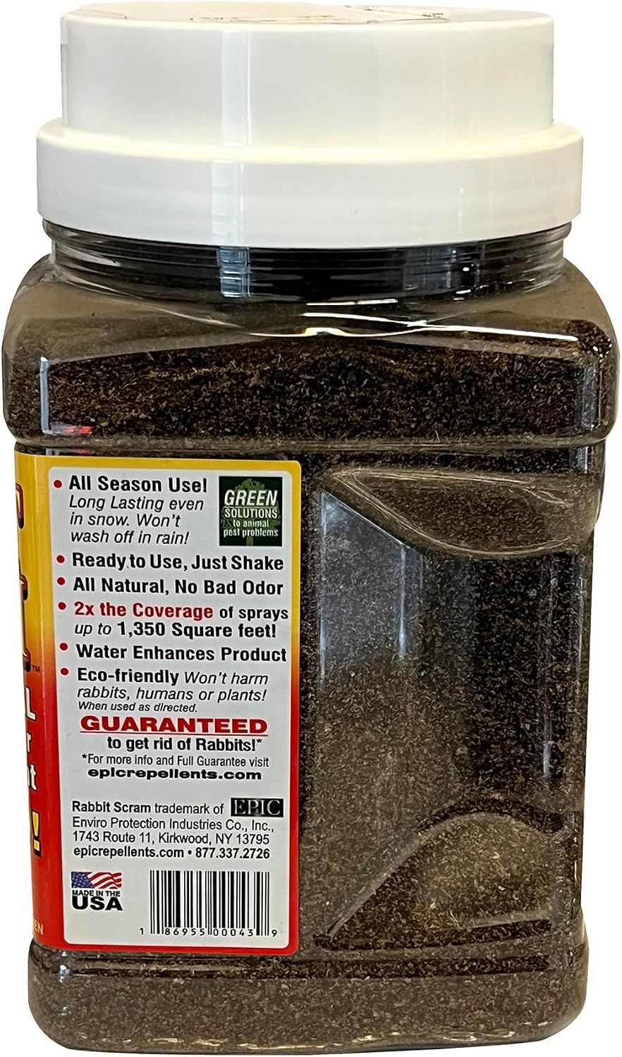 Rabbit Scram All Natural Granular Repellent - All-Natural, Animal, People and Pet Safe Granule (2.5 lb Shaker)