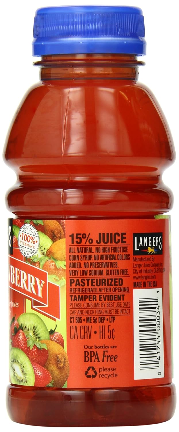 Langers Juice Cocktail, Pineapple Orange Guava, 15.2 Fl Oz (Pack of 12)