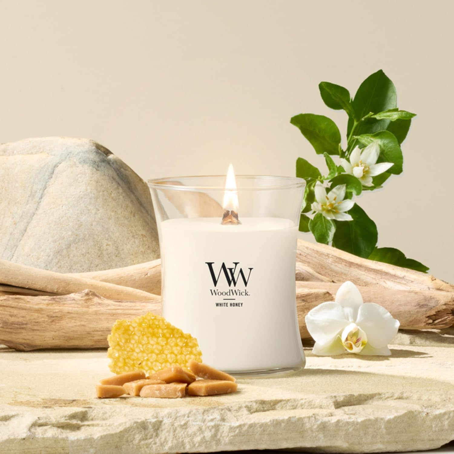 WoodWick Lavender Spa Gifts for Women and Men, 9.7 oz Medium Hourglass Candle with Crackling Wick
