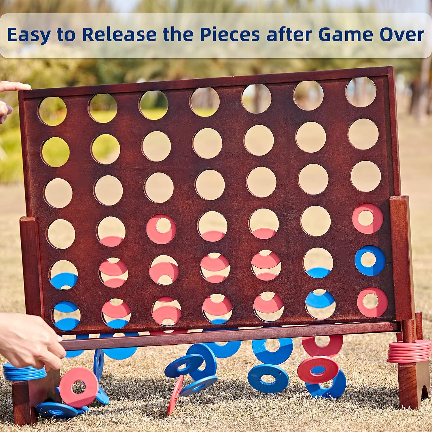 Giant 4 in a Row Game, Wooden 2.8Ft Outdoor Yard Game for Family