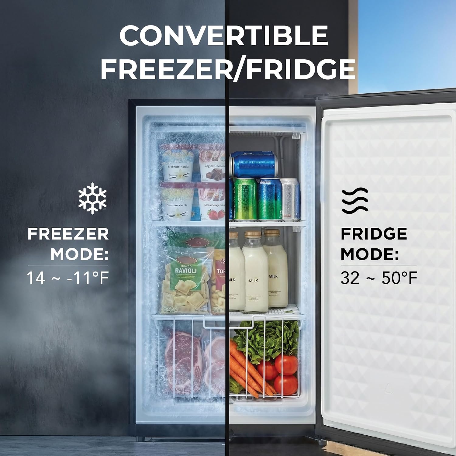 Whynter Upright Freezer 2.1 Cu Ft Lock, Mini Freezer, Stainless CUF-210SS | Adjustable Thermostat and Security Lock, Energy Star Rated, Reversible Door, Adds Compact Frozen Storage at Home