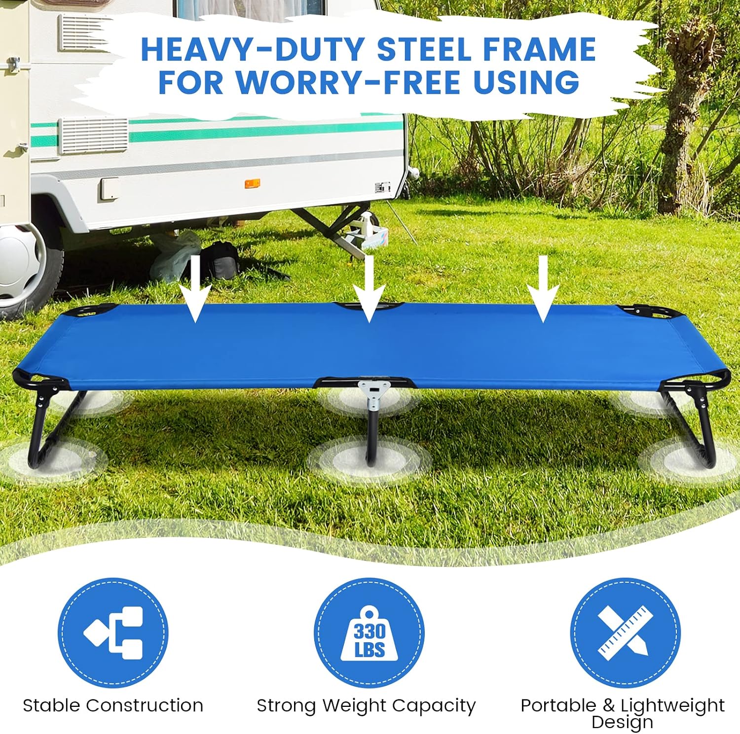 Goplus Folding Camping Cot, Sleeping Cots for Adults Kids