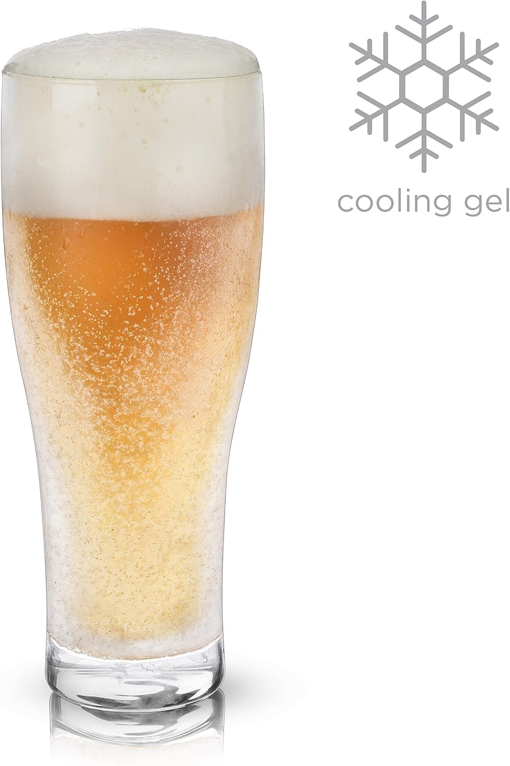Viski Glacier Double Walled Beer Glass with Active Cooling Gel, Perfect for Cold Drinks at Indoor and Outdoor Parties, Special Occasions, Home Bar Accessories, Great Gifts for Men, 16 oz, Set of 1