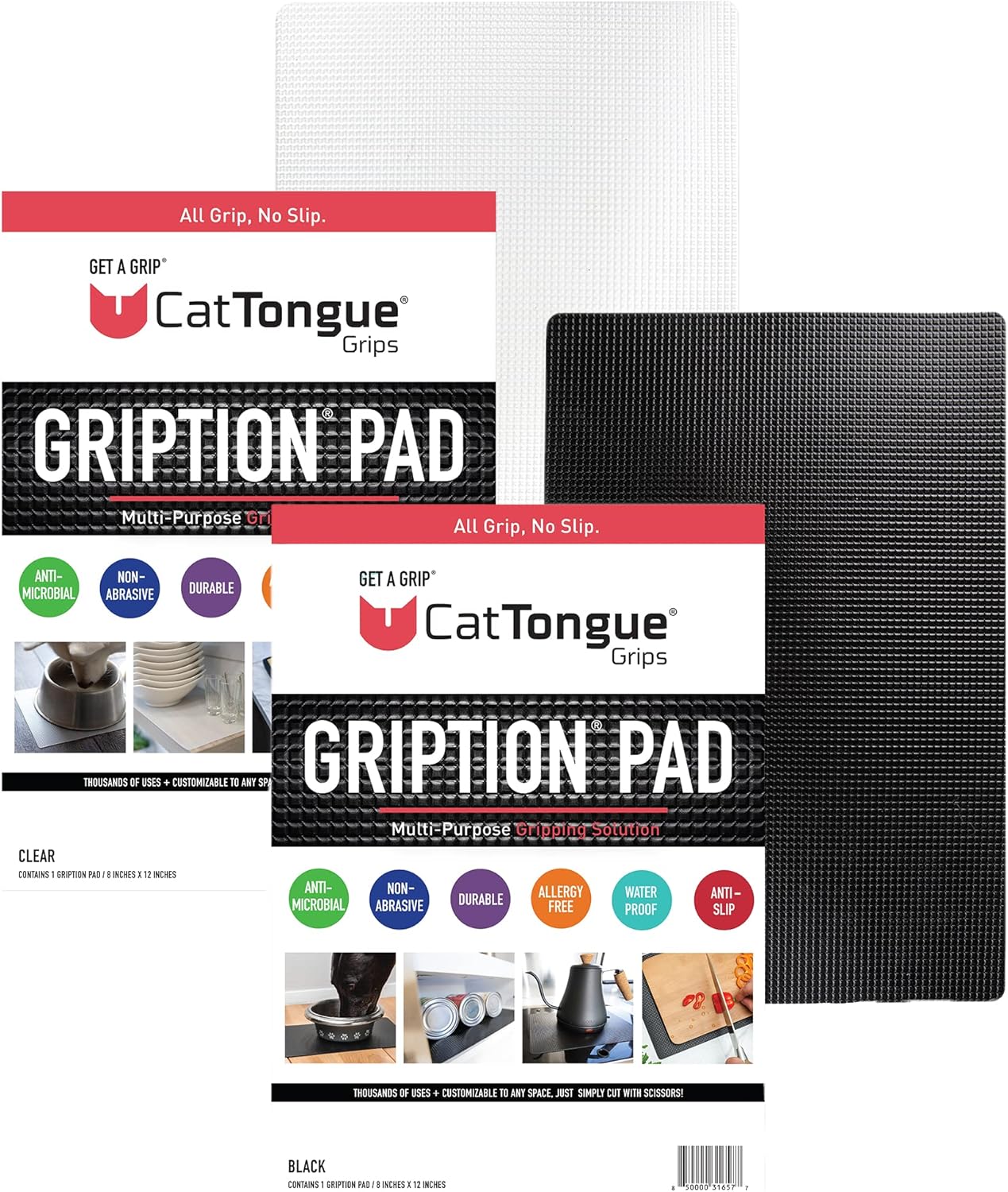 CatTongue Grips 8"x12" Non-Slip Grip Pad, Non-Adhesive, Black, 1-Pk