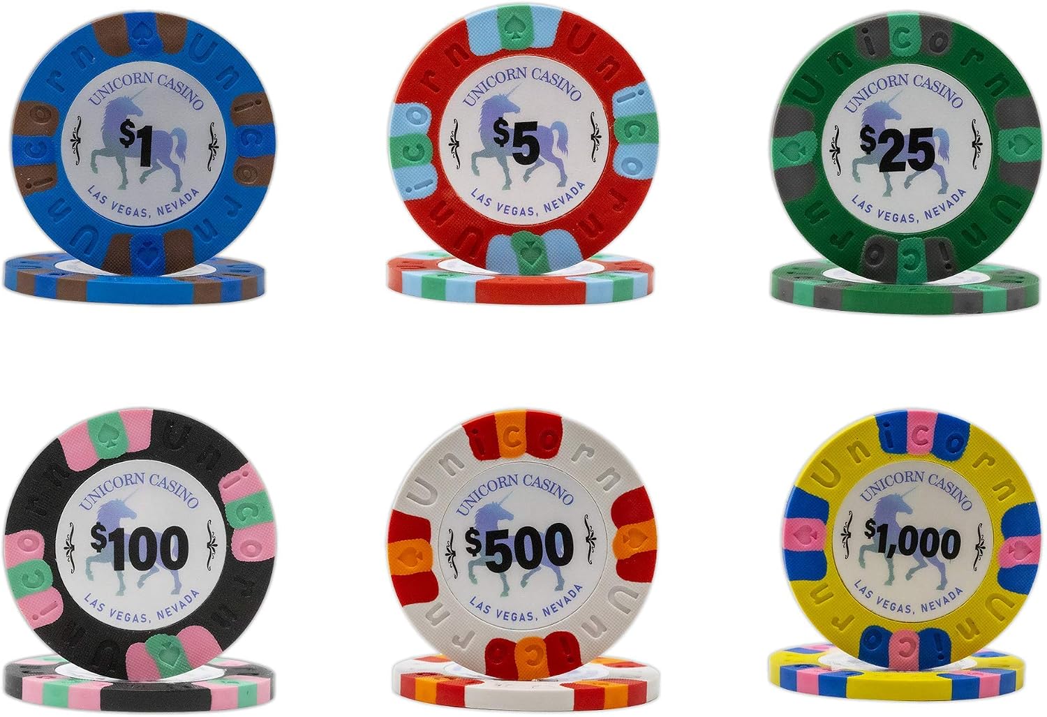 DA VINCI Unicorn All Clay Poker Chip Set with 500 Authentic Casino Weighted 9 gram Chips, Black ABS Case, 2 Decks of Plastic Playing Cards