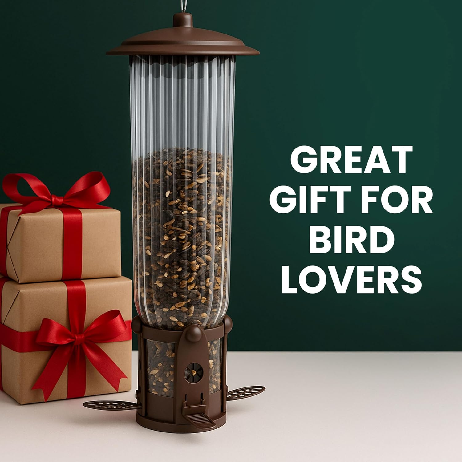 Perky-Pet Squirrel-Be-Gone Max Bird Feeder, (4) Flexport Feeding Stations | Squirrel-Proof Metal Hanging Feeder for Outdoors