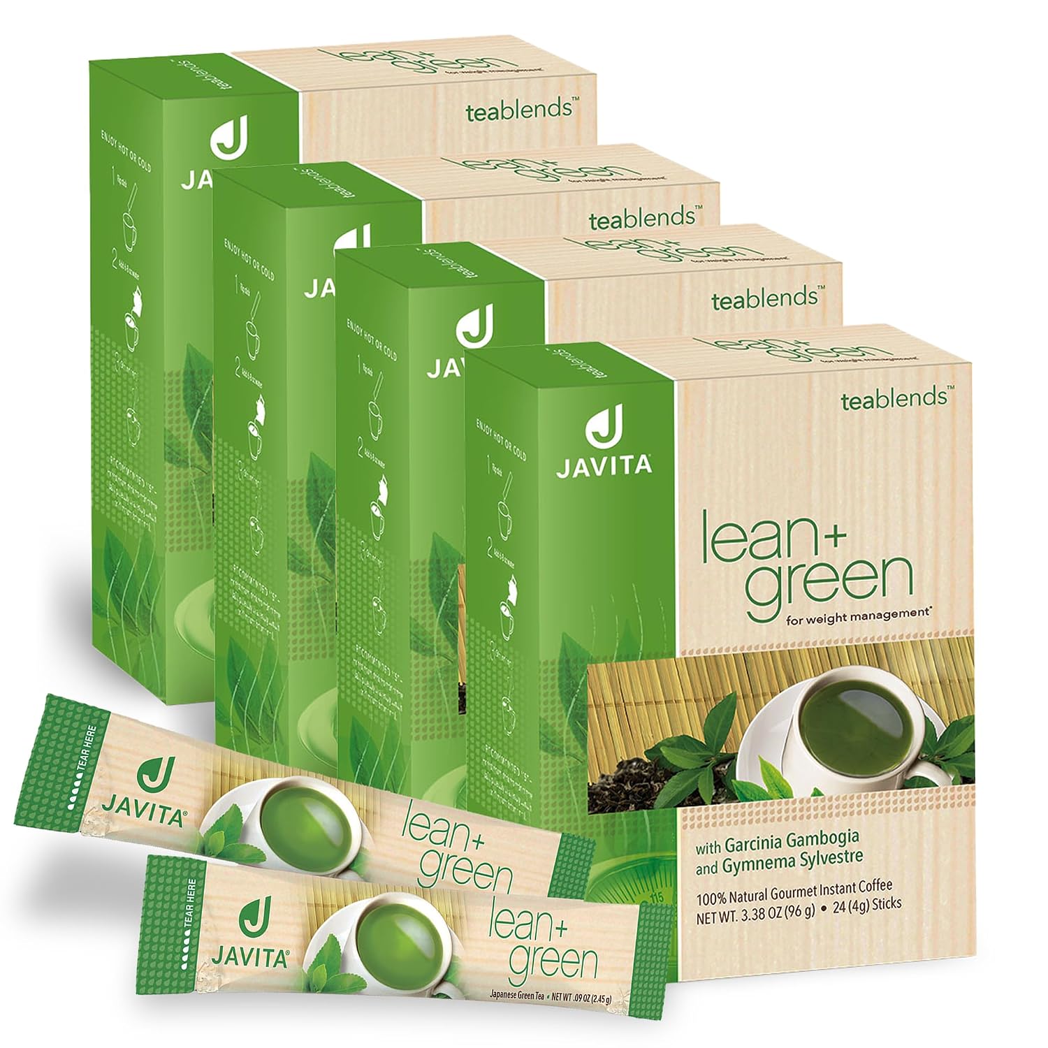 Lean + Green Japanese Matcha Green Tea Mix by Javita – Premium Instant Green Tea & Herbs – Daily Metabolism