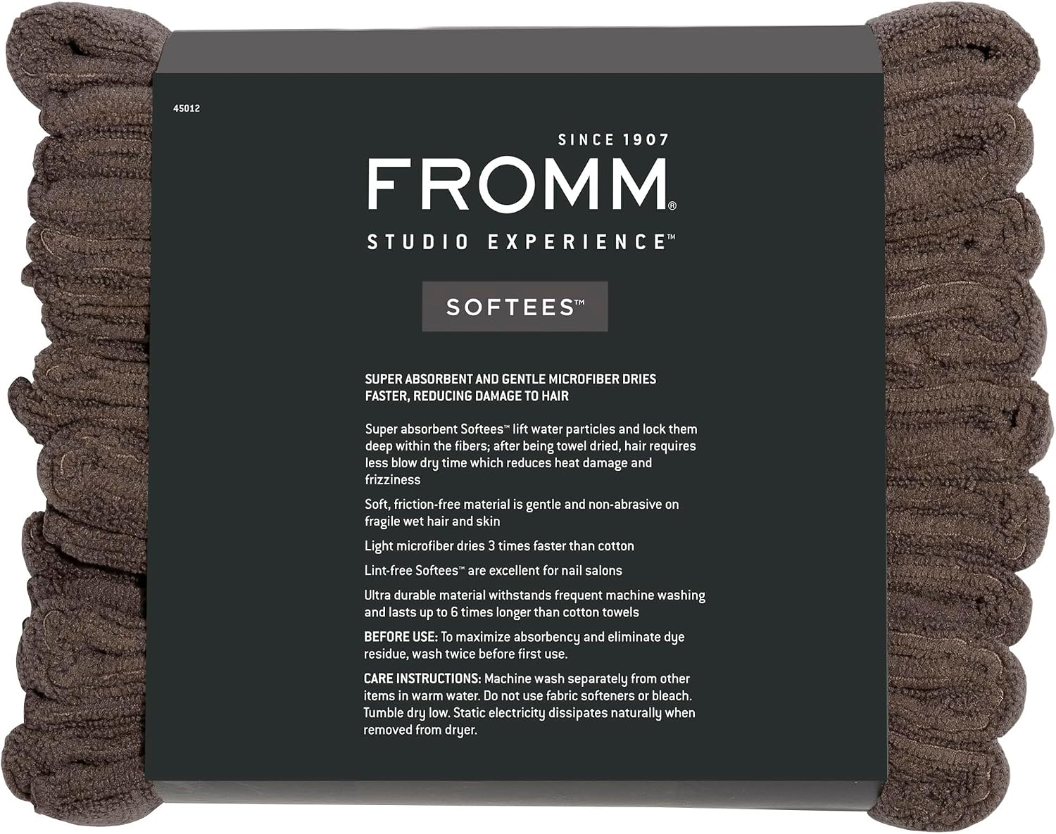 Fromm Softees Microfiber Hair Towels, Absorbent Salon Hair Towels for Hairstylists, Barbers, Spa & Gym, Fast-Drying, Ultra-Soft, Lint-Free, Multi-Purpose Towels, 16" x 29"- 10-Pack - Black