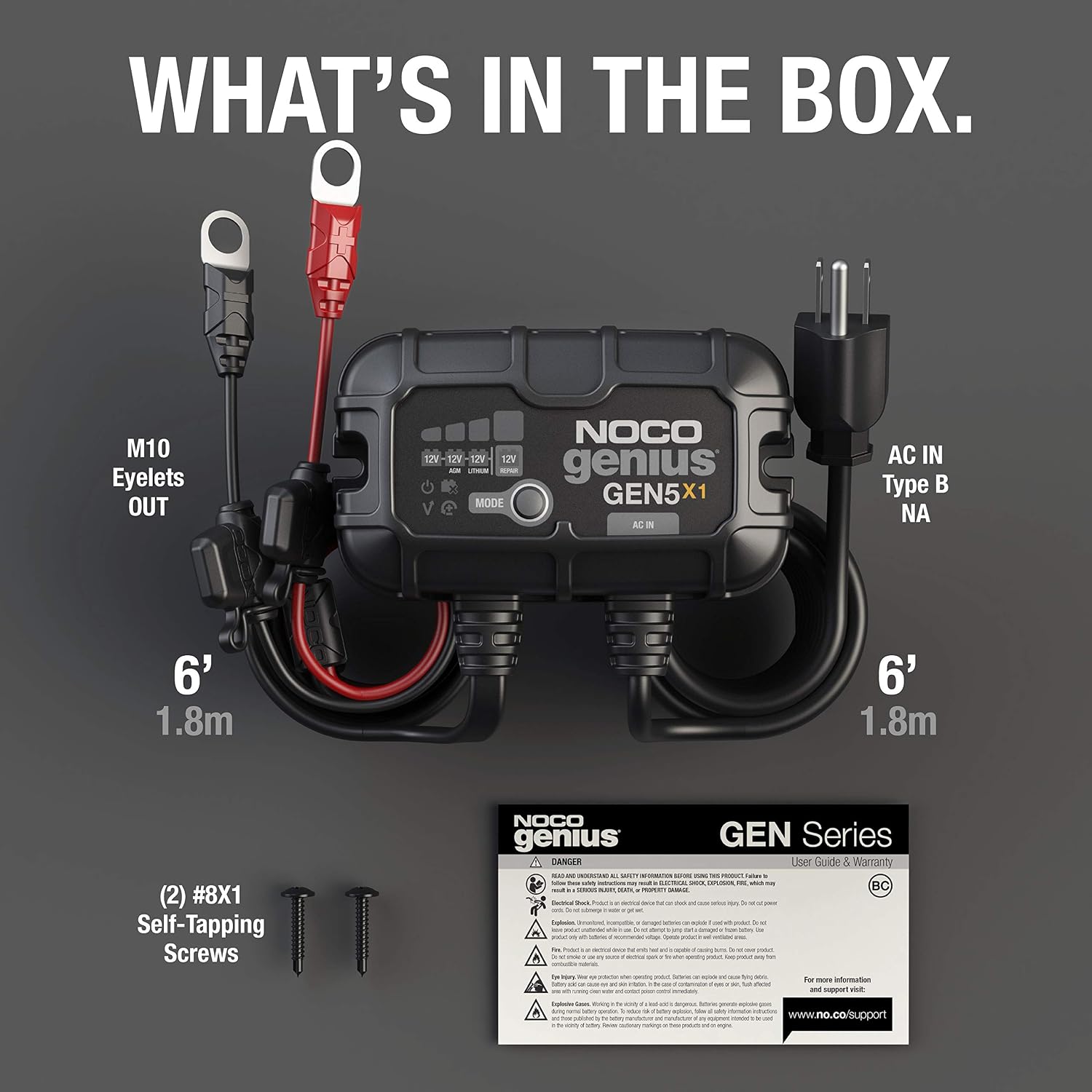 NOCO GEN5X1 12V 5A 1-Bank OnBoard Marine Battery Charger & Maintainer