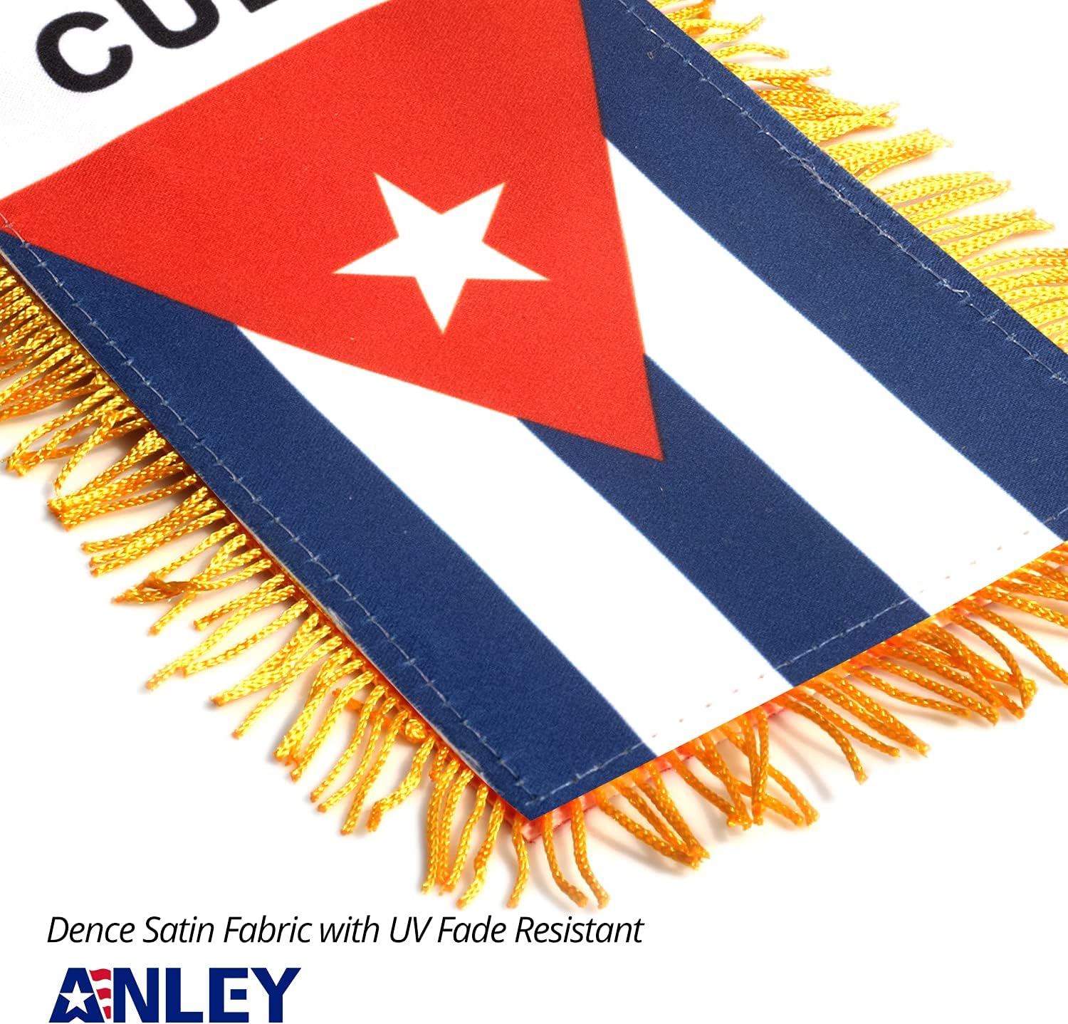 Anley 4 X 6 Inch Nicaragua Fringy Window Hanging Flag - Mini Banner & Car Rearview Mirror Décor - Fringed Nicaraguan Hanging Flag with Suction Cup