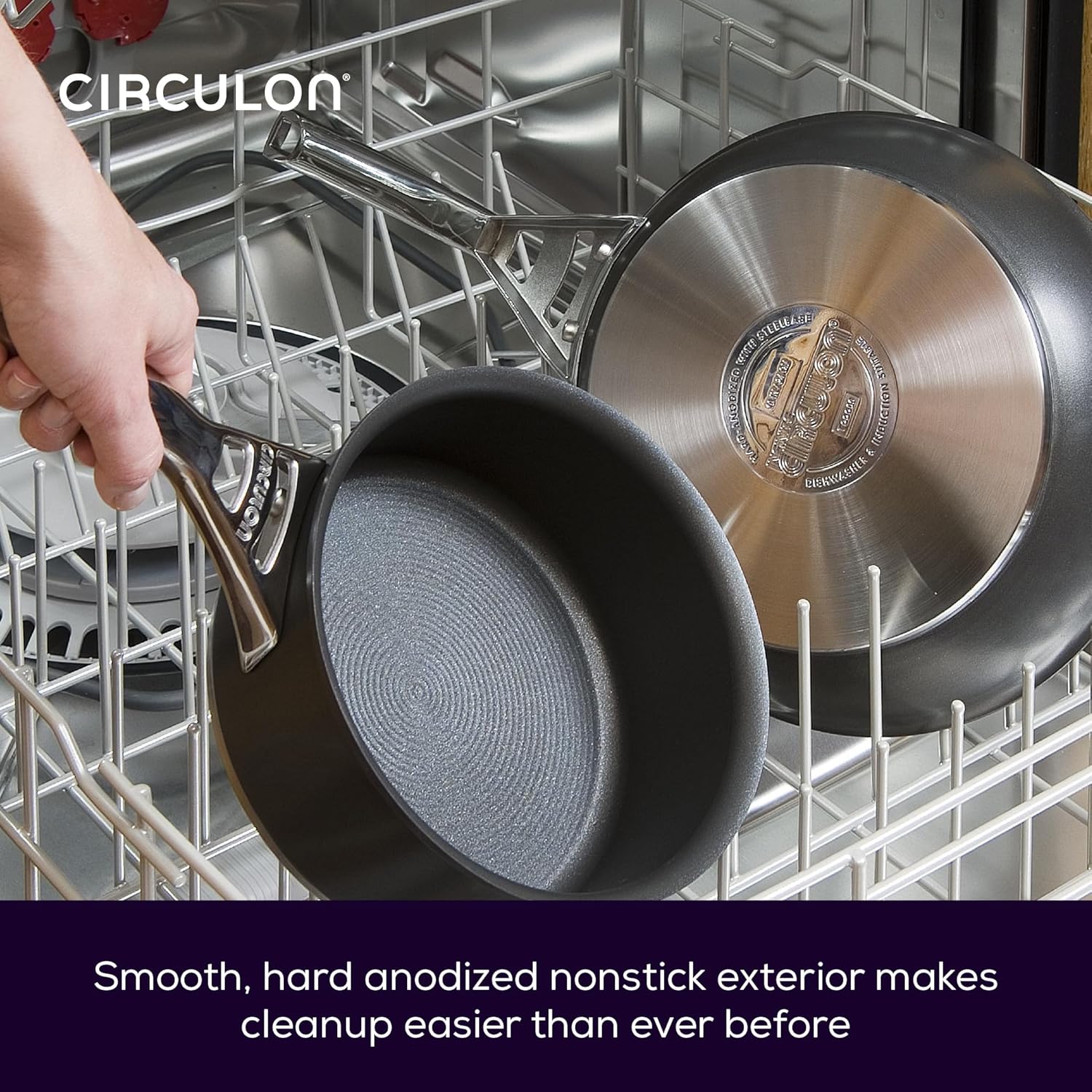 Circulon Infinite Saute Pan with Lid 24cm - Non Stick Induction Suitable Deep Frying Pan with Stainless Steel Lid, Base & Handles