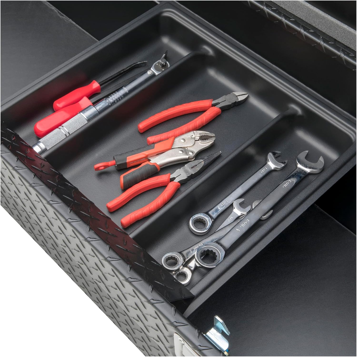 UWS EC10633 Pull Handle 72-Inch Matte Black Heavy-Wall Aluminum Truck Tool Box with Low Profile, RigidCore Lid