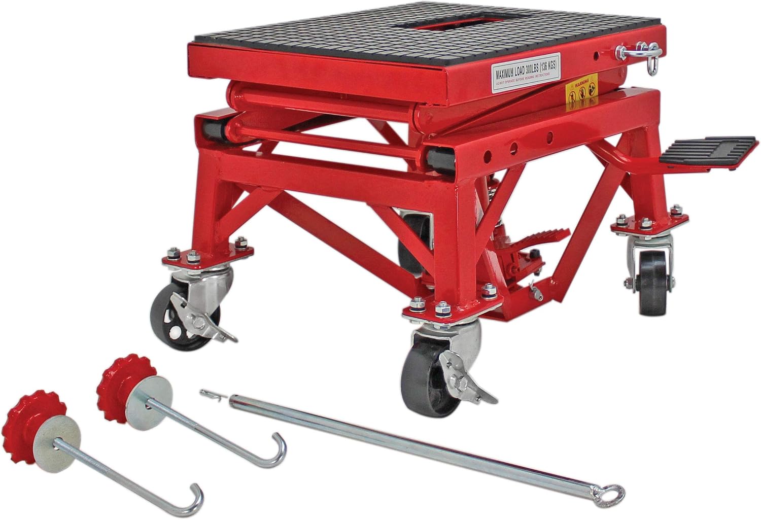 Extreme Max 5001.5083 Ultra-Stabile Hydraulic Motorcycle Lift Table with Foot Pad Lift Function - Raises Bikes from 13.25" to 34"
