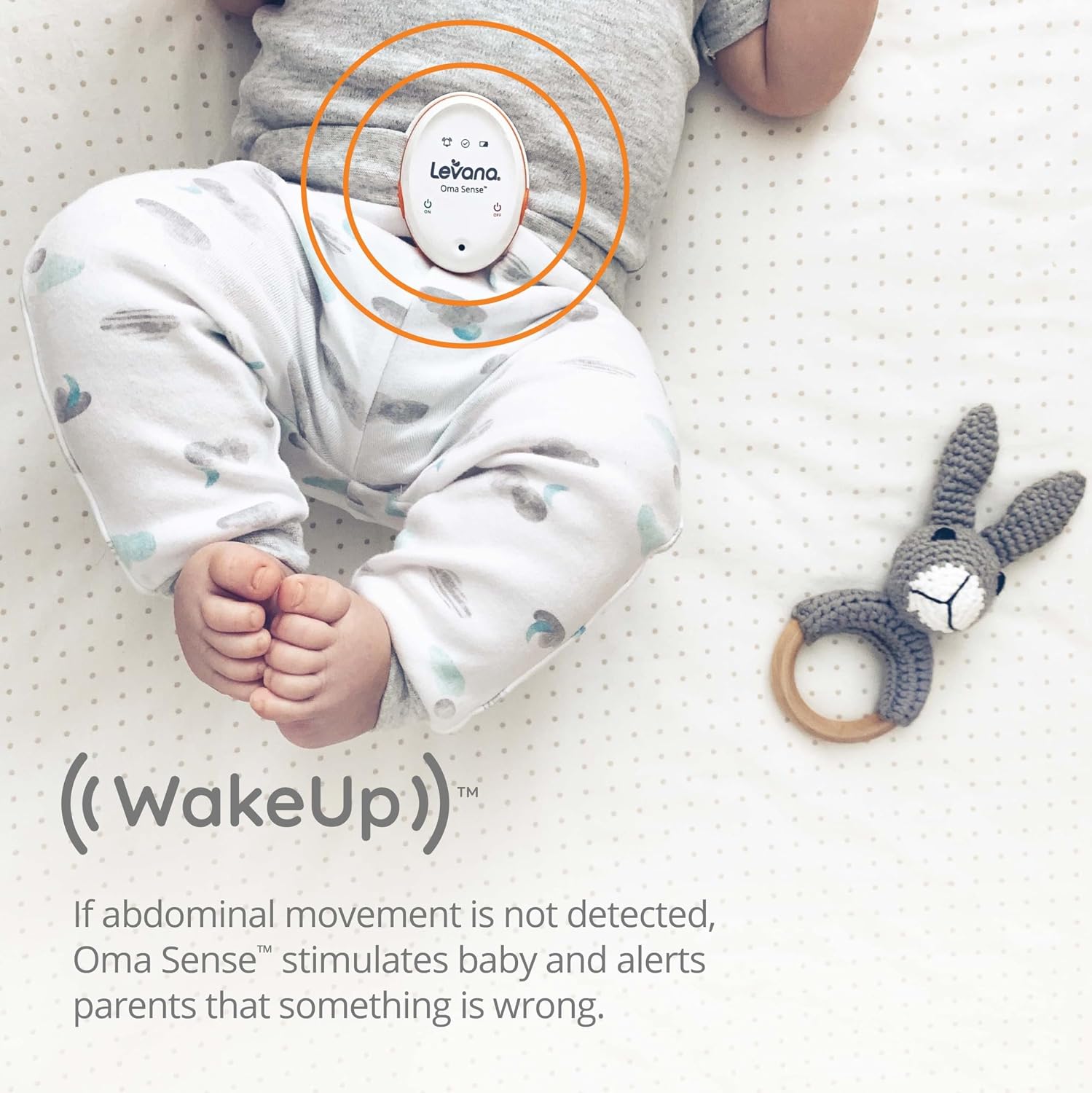 Oma Sense Portable Baby Breathing Movement Monitor with Vibrations and Audible Alerts Designed to Stimulate Baby and Alert Parents