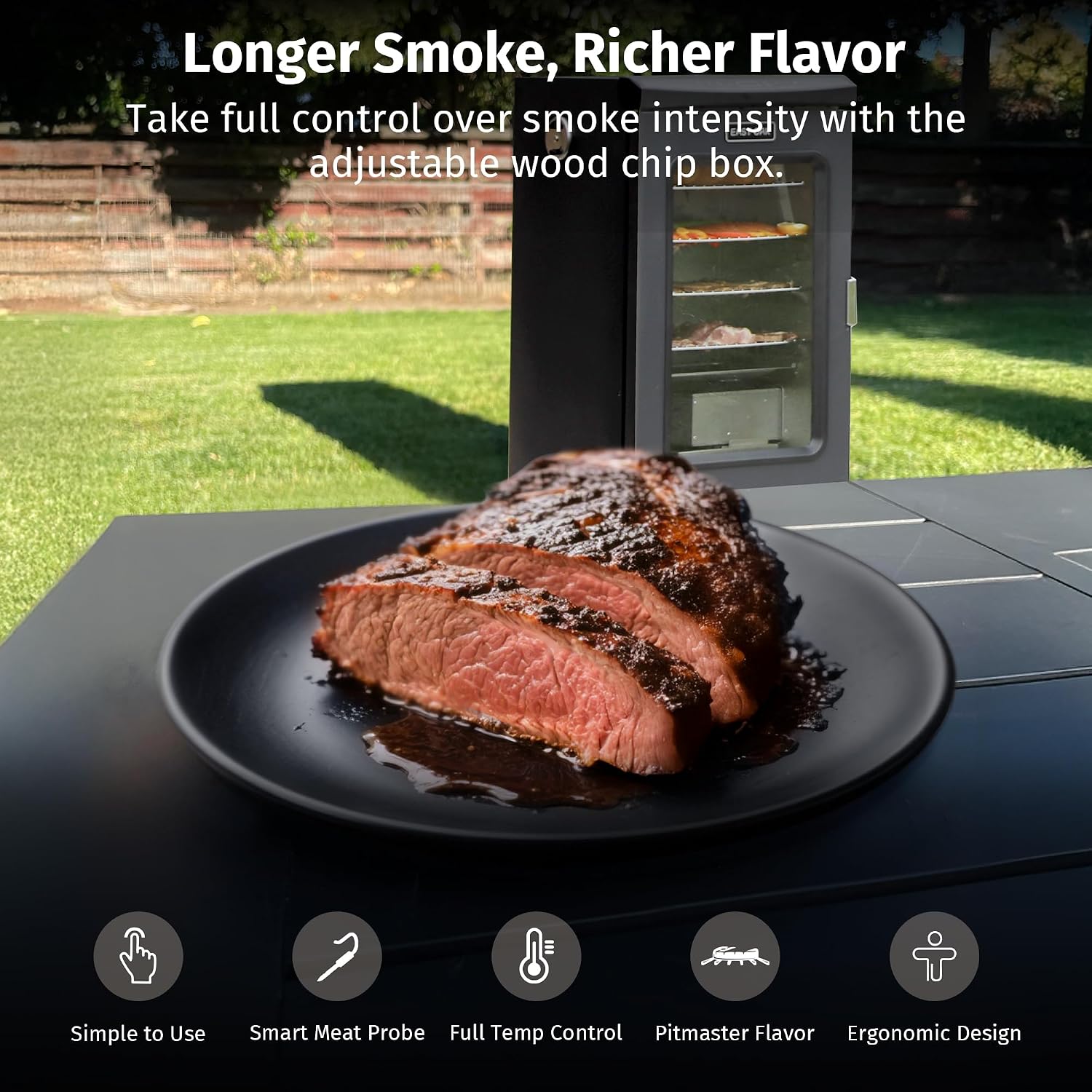 EAST OAK Ridgewood Pro 30" Electric Smoker Built-in Meat Probe & Elevated Stand for Outdoors Up to 6× Longer Smokes