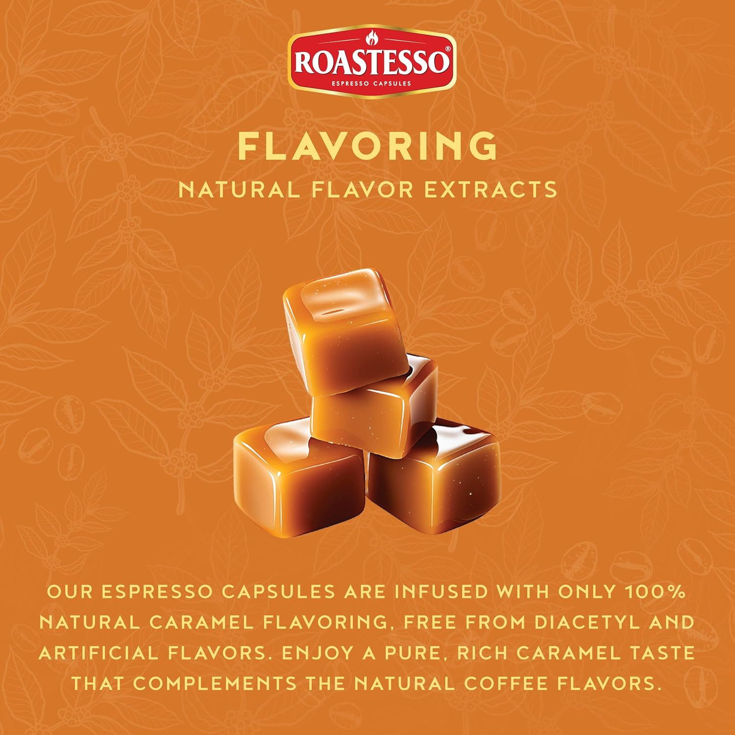 Roastesso, Aluminum Espresso Capsules, Flavors Variety Pack, Natural Flavored Coffee Pods with French Vanilla, Caramel, Chocolate & Hazelnut