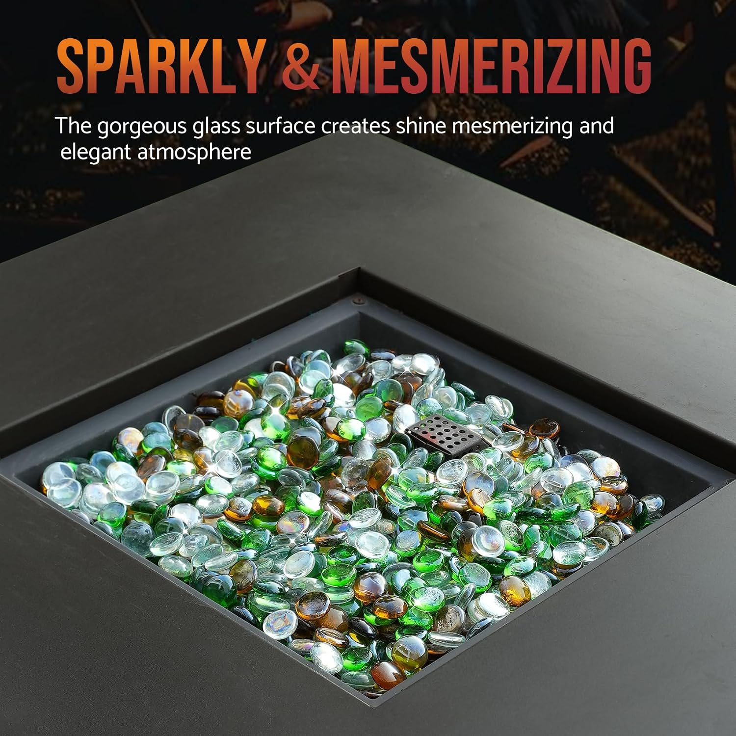 Skyflame 10-Pound Fire Glass Beads for Fire Pit Fireplace, Onyx Black