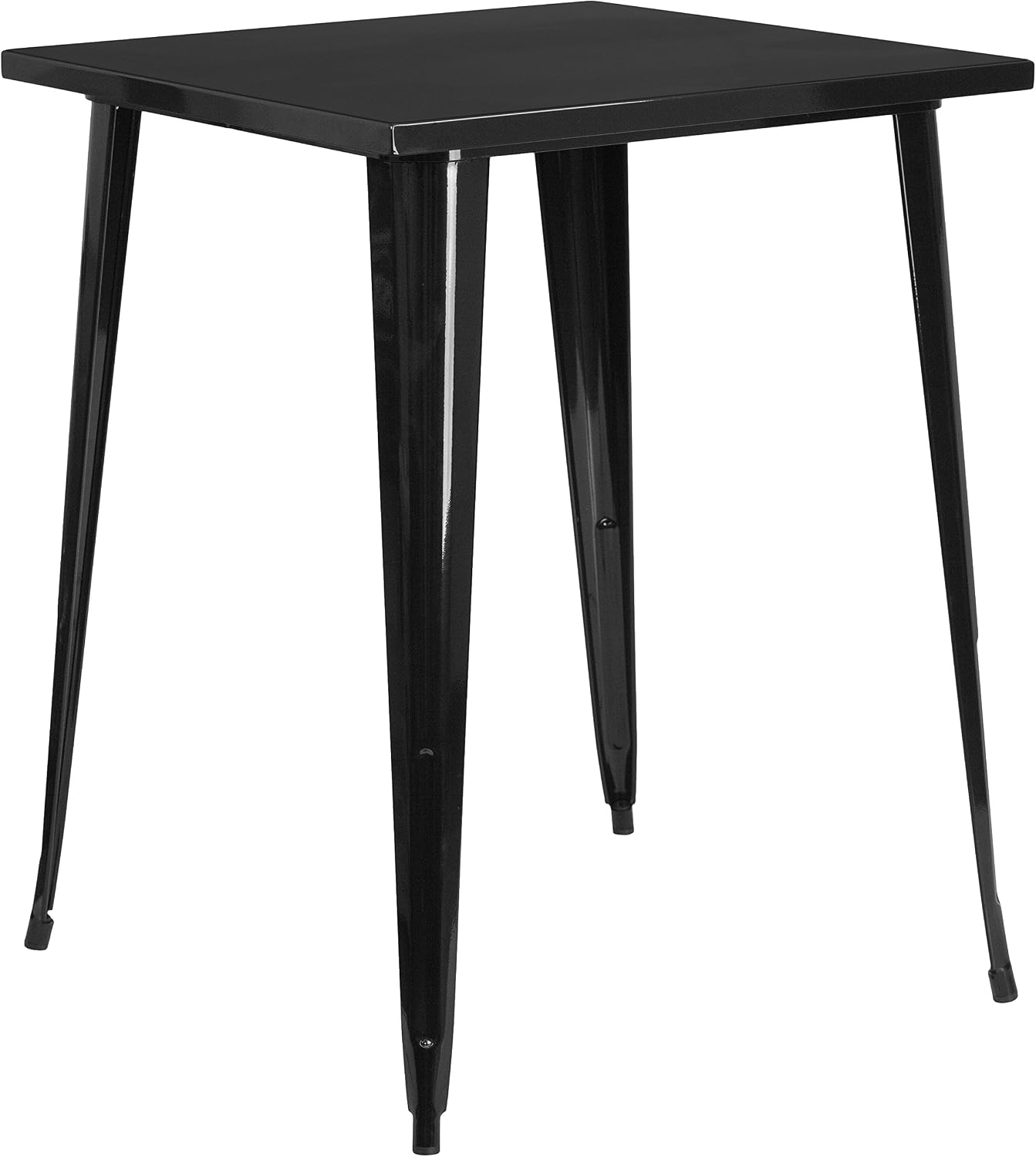 EMMA + OLIVER 31.5" Sq Black Metal Bar Height Table | Commercial Grade, Indoor/Outdoor Use, Bar Height